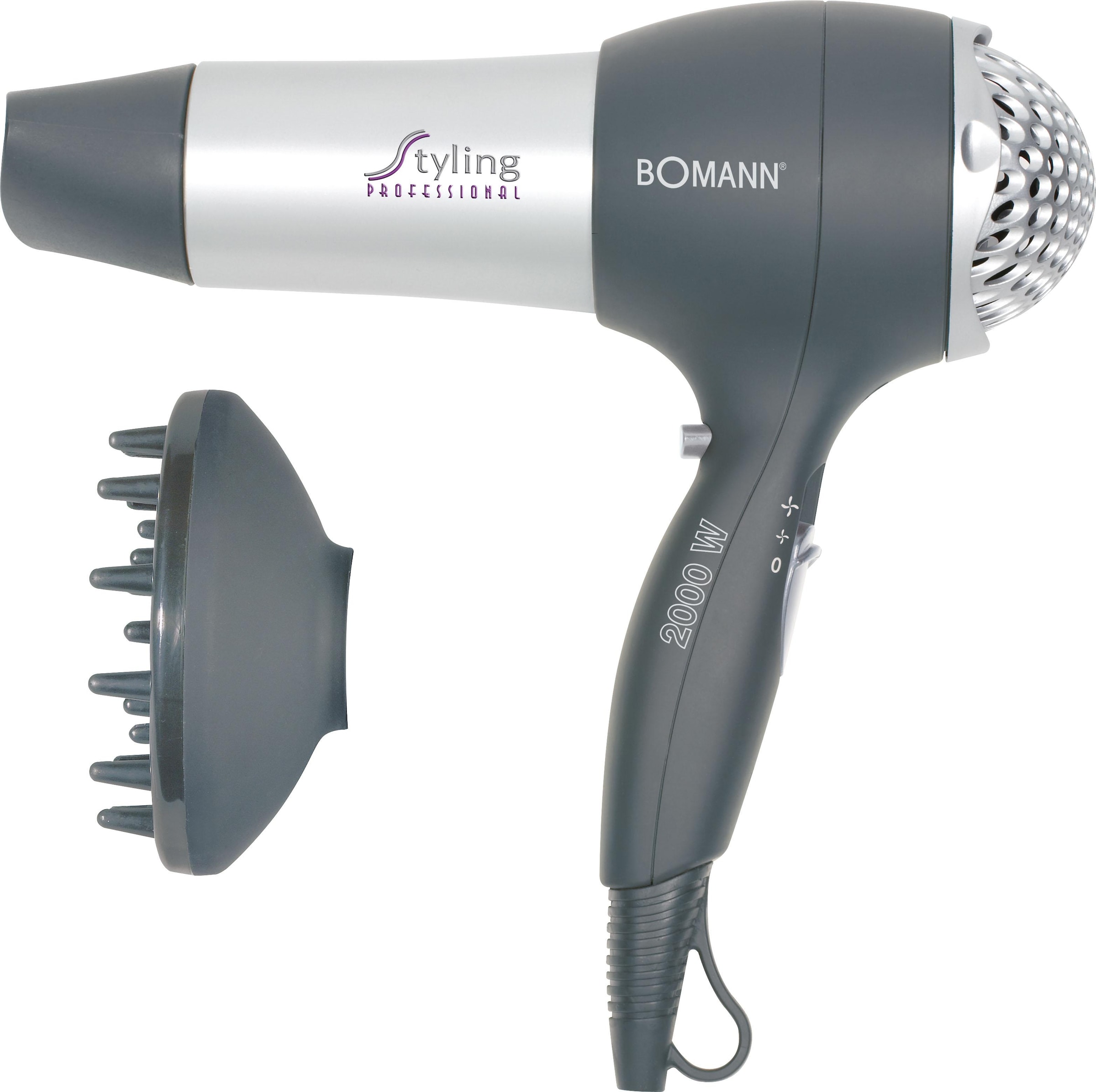 BOMANN Haartrockner »HTD 889 CB«, 2000 W, 2 Aufsätze, inkl. professionelem Volumen-Diffusor