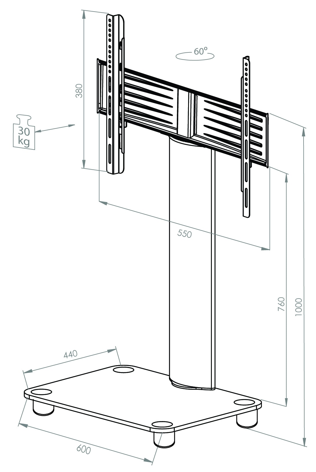 VCM TV-Rack »TV Standfuß Ständer Rack Alu Glas Rollen Bilano«, (VCM Bilano)