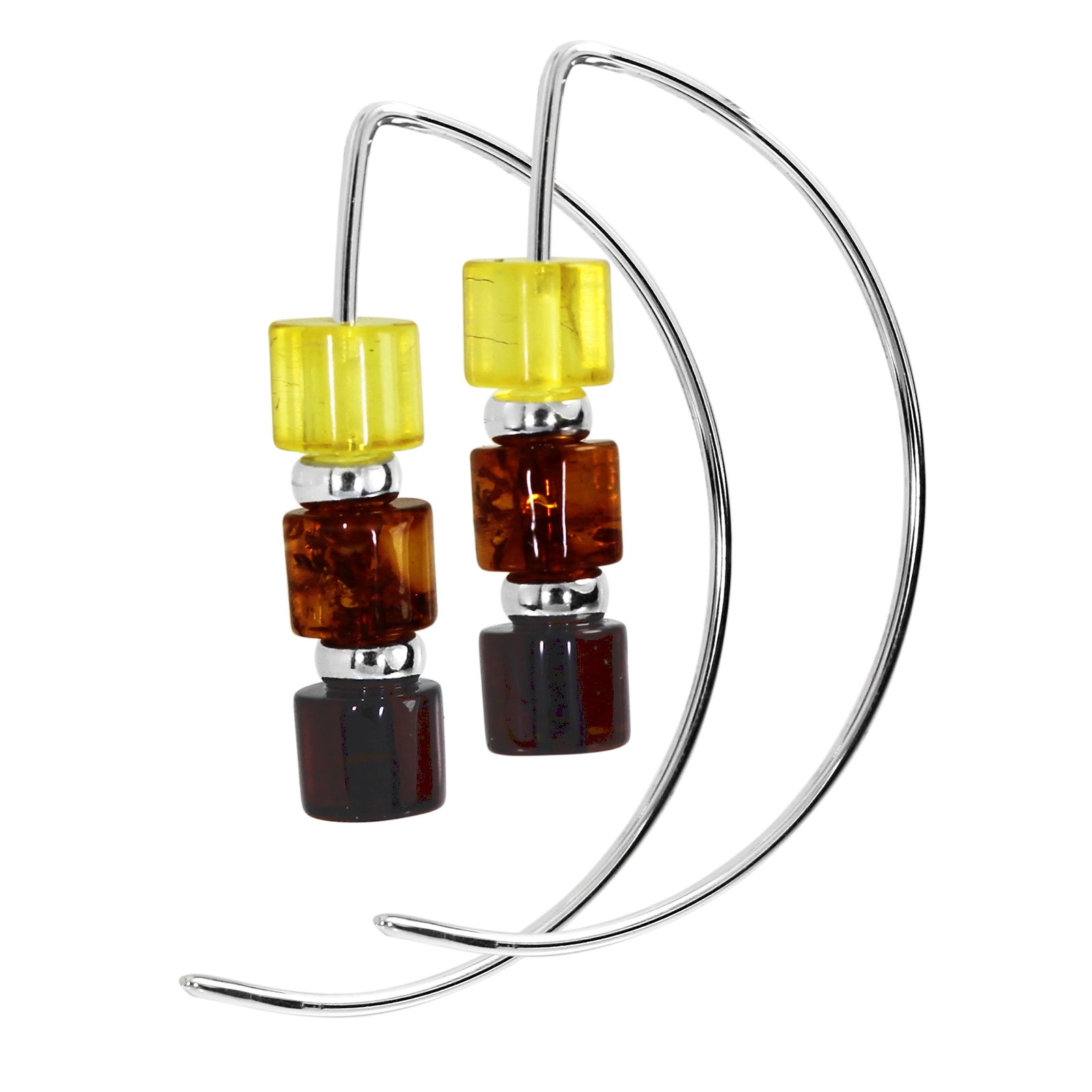 OSTSEE-SCHMUCK Paar Ohrhänger »- Walze - Silber 925/000 - Bernstein«