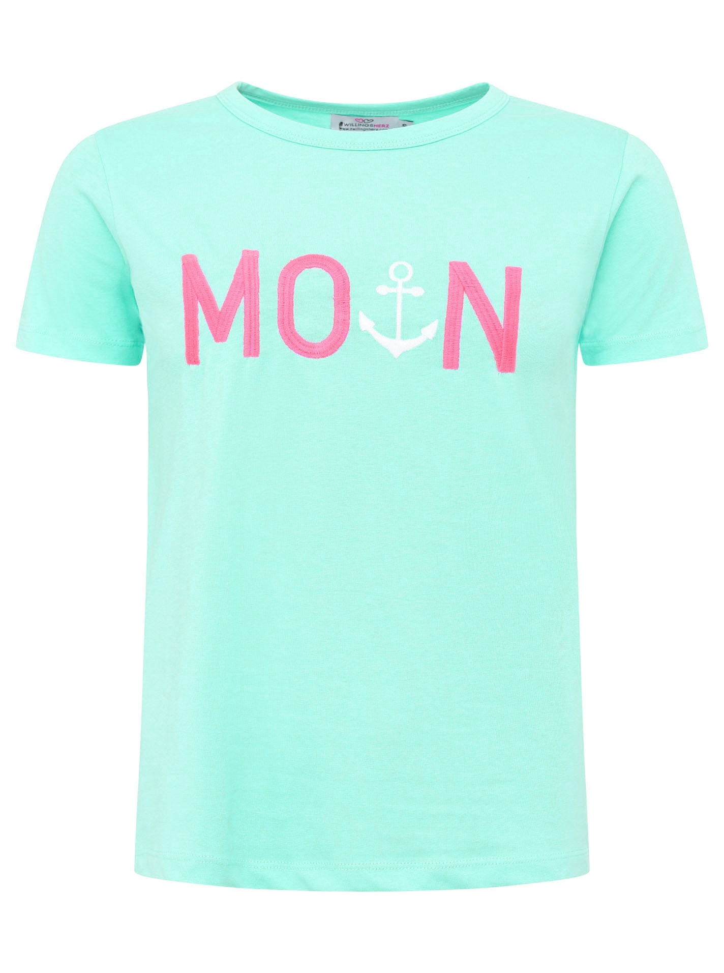 Zwillingsherz T-Shirt »"MoinZH"« Kurzarm, Rundhalsausschnitt, Stickerei, Baumwollmischung