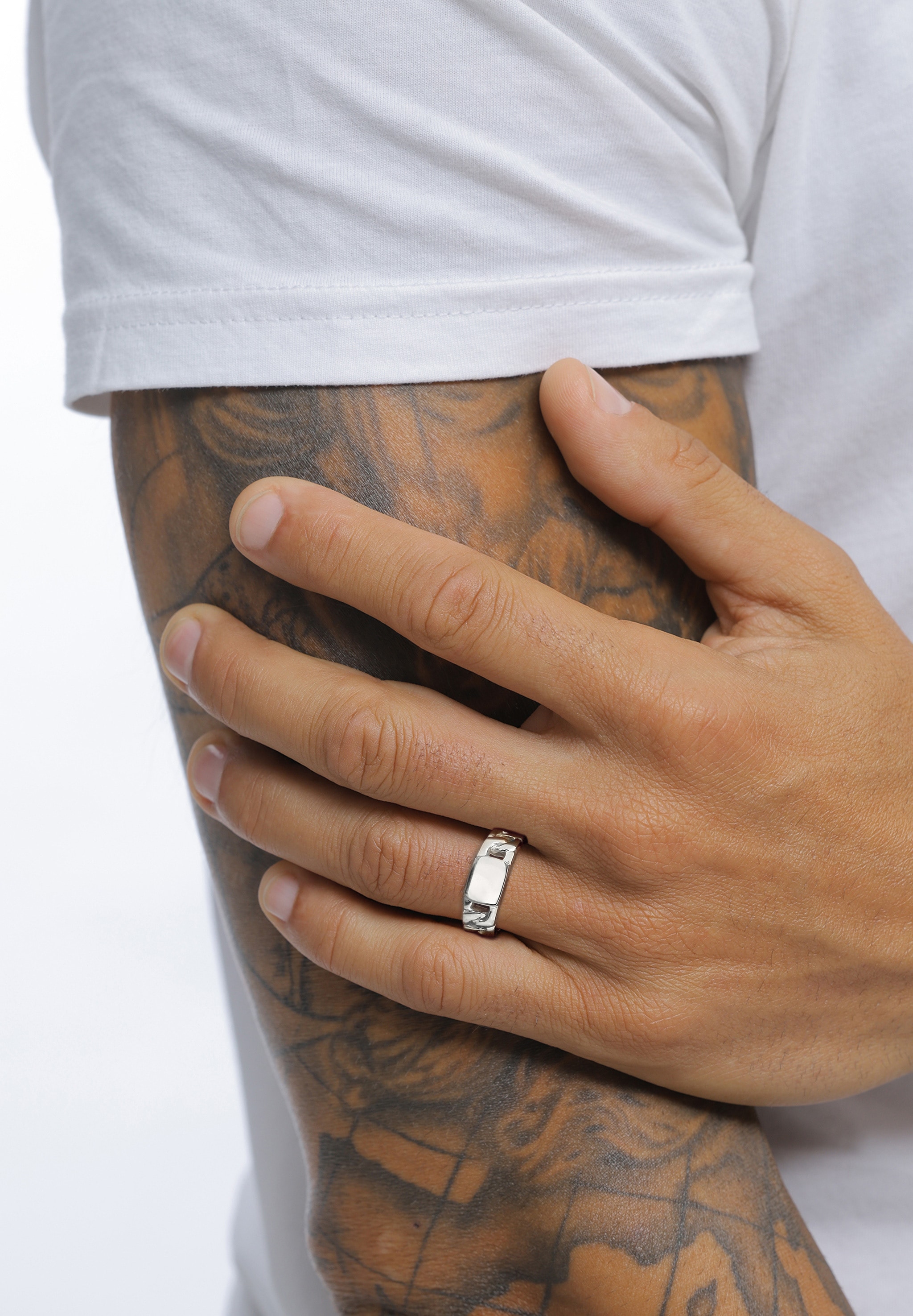 Kuzzoi Silberring »Ring Siegelring Chunky Chain Look 925 Sterling Silber«