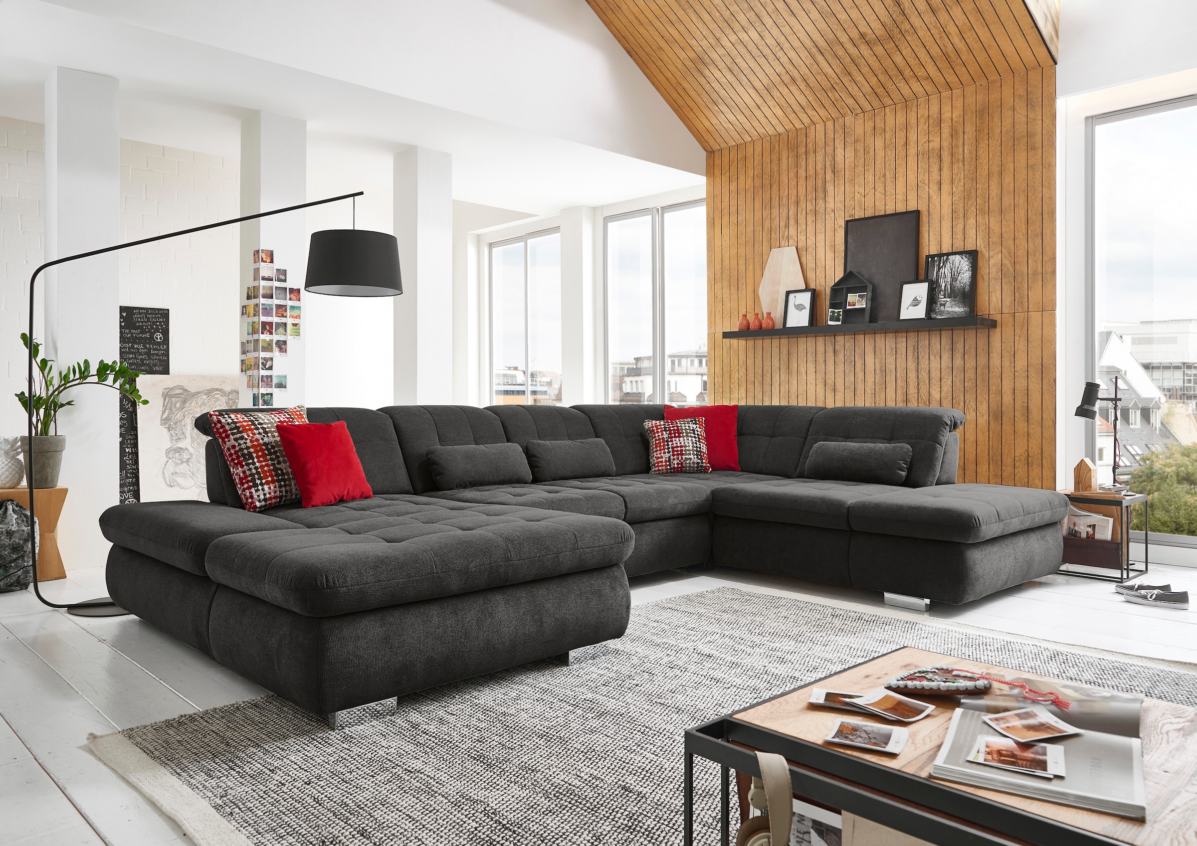 Die PlanBar Wohnlandschaft »MP-IN17004 U-Form, Breite 382 cm, weitere Funktionen wählbar« Kaltschaum-Polsterung, inkl. Sitztiefenverstellung