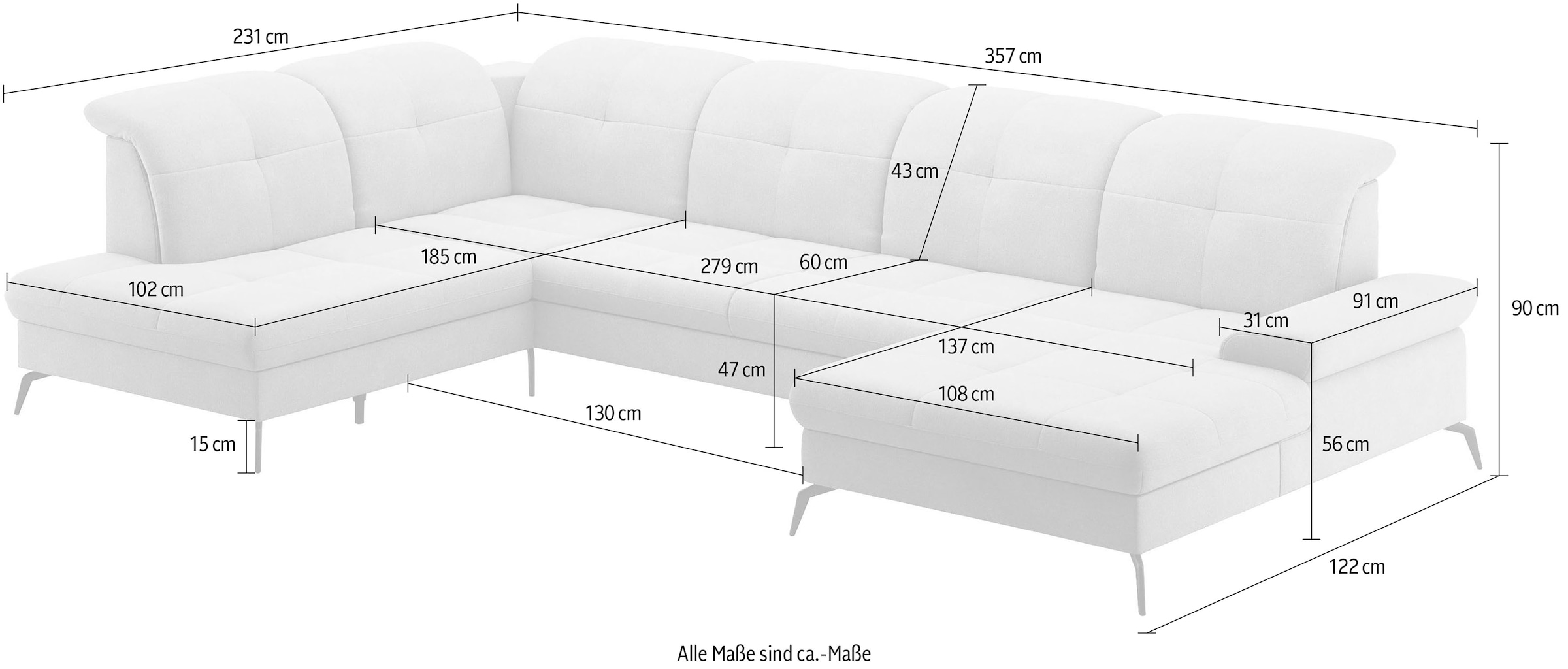 sit&more Wohnlandschaft »Amica«, inkl Sitztiefenverstellung und Armteilverstellung