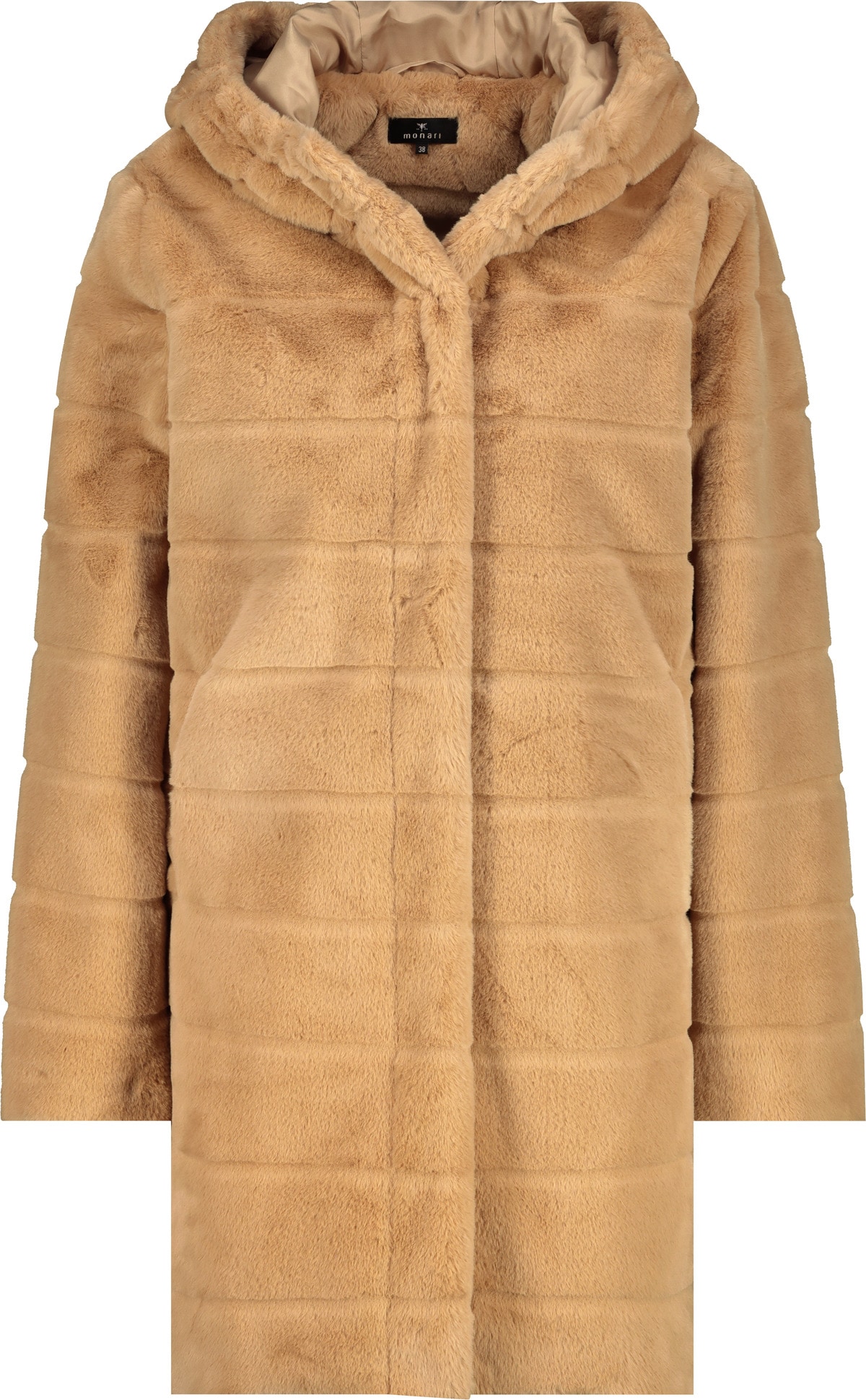 Monari Fellimitatmantel Regular fit mit Rundhalsausschnitt und Kapuze