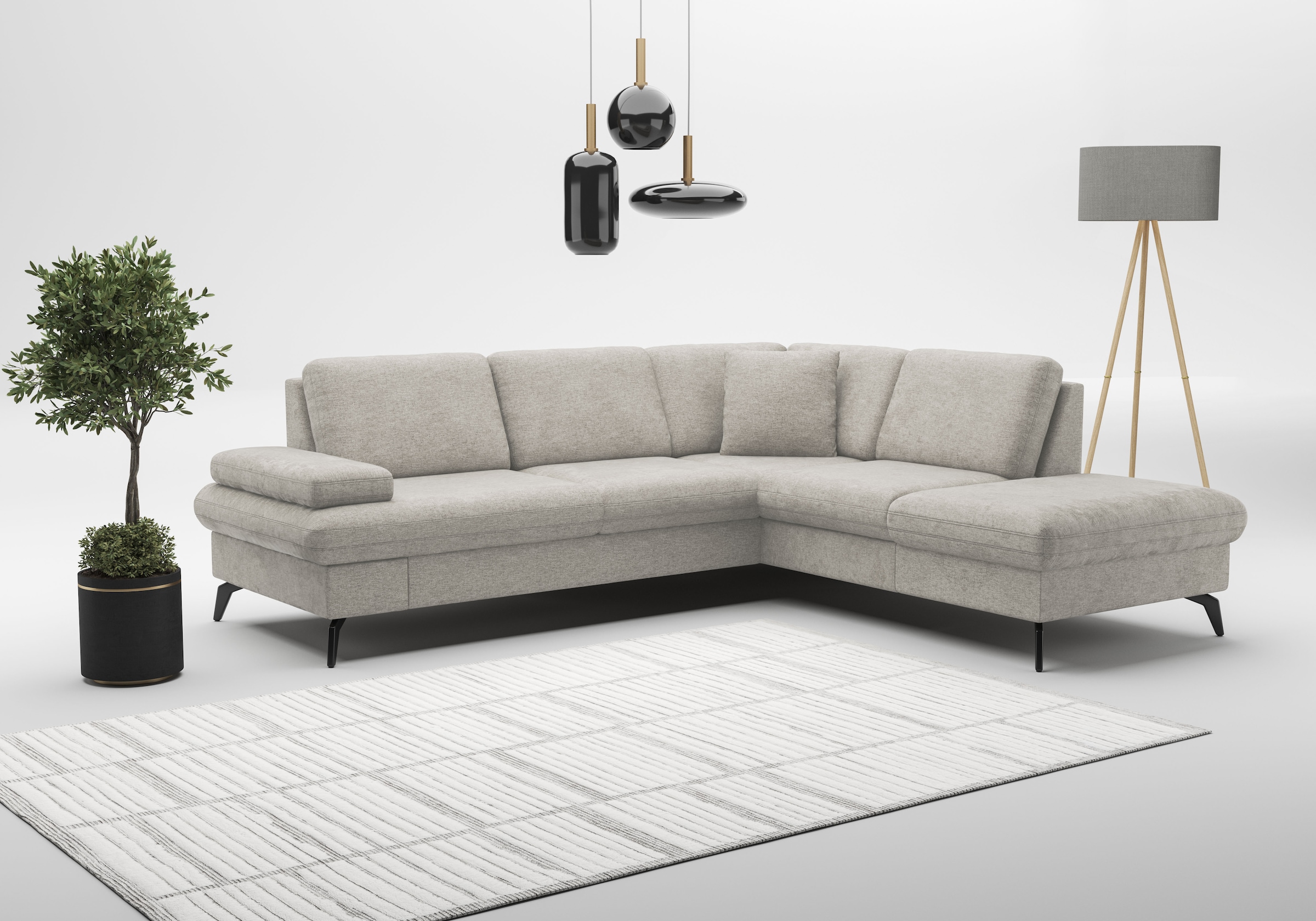 sit&more Ecksofa »Morris Jubi L-Form, B: 238 cm«, mit Armteilfunktion & 1 Zierkissen, optional Bettfunktion