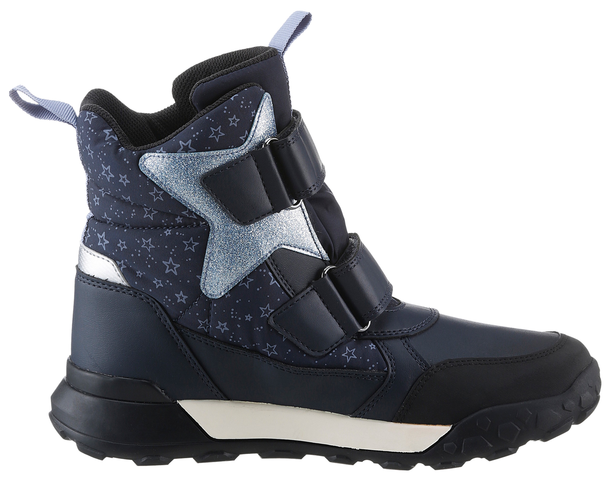 Geox Winterboots »J TREKKYUP GIRL B ABX«, Klettstiefel, Snowboots, Winterstiefel mit Metallic Look