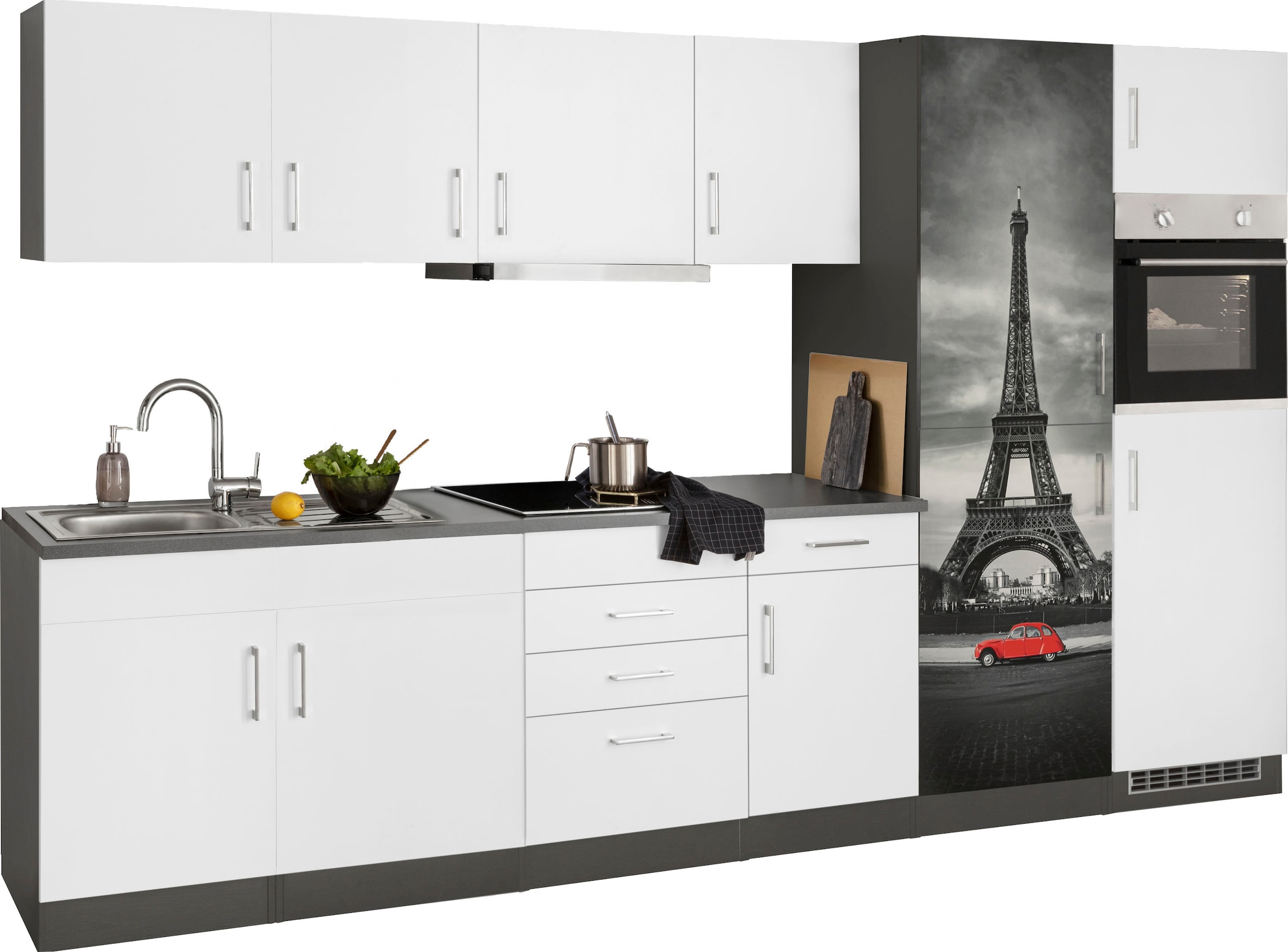 HELD MÖBEL Küchenzeile »Paris«, mit E-Geräten, Breite 330 cm, wahlweise mit  Induktionskochfeld auf Raten bestellen