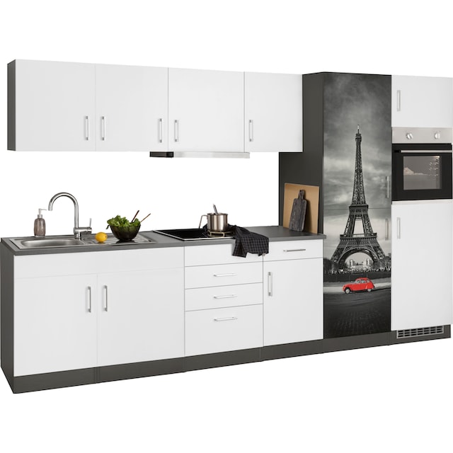 HELD MÖBEL Küchenzeile »Paris«, mit E-Geräten, Breite 330 cm, wahlweise mit  Induktionskochfeld auf Raten bestellen