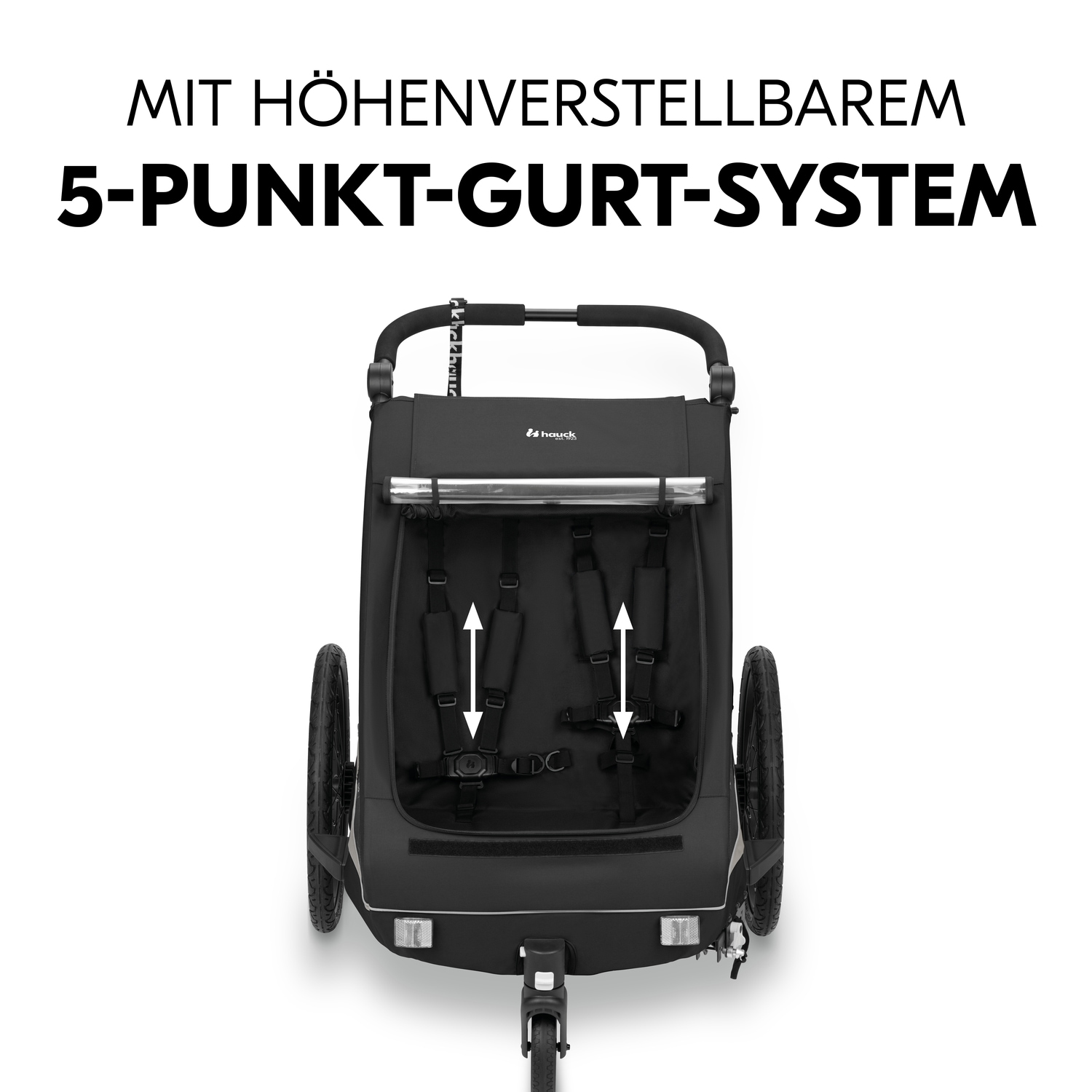 Hauck Fahrradkinderanhänger »2in1 Bike Trailer und Buggy Dryk Duo Plus, black«, für 2 Kinder; inklusive Deichsel