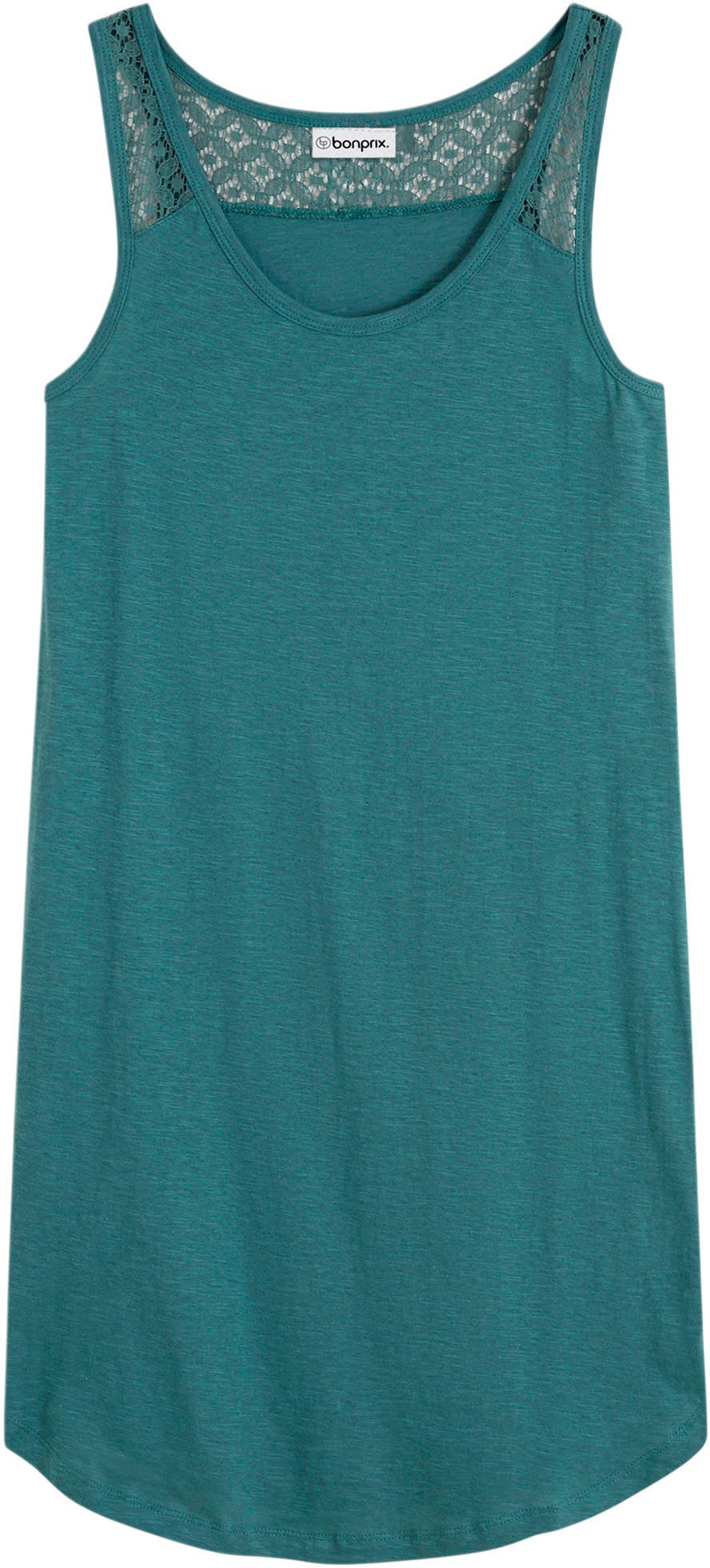 bonprix Shirtkleid mit dekorativer Spitze, aus Baumwolle, schmale Passform, ärmellos