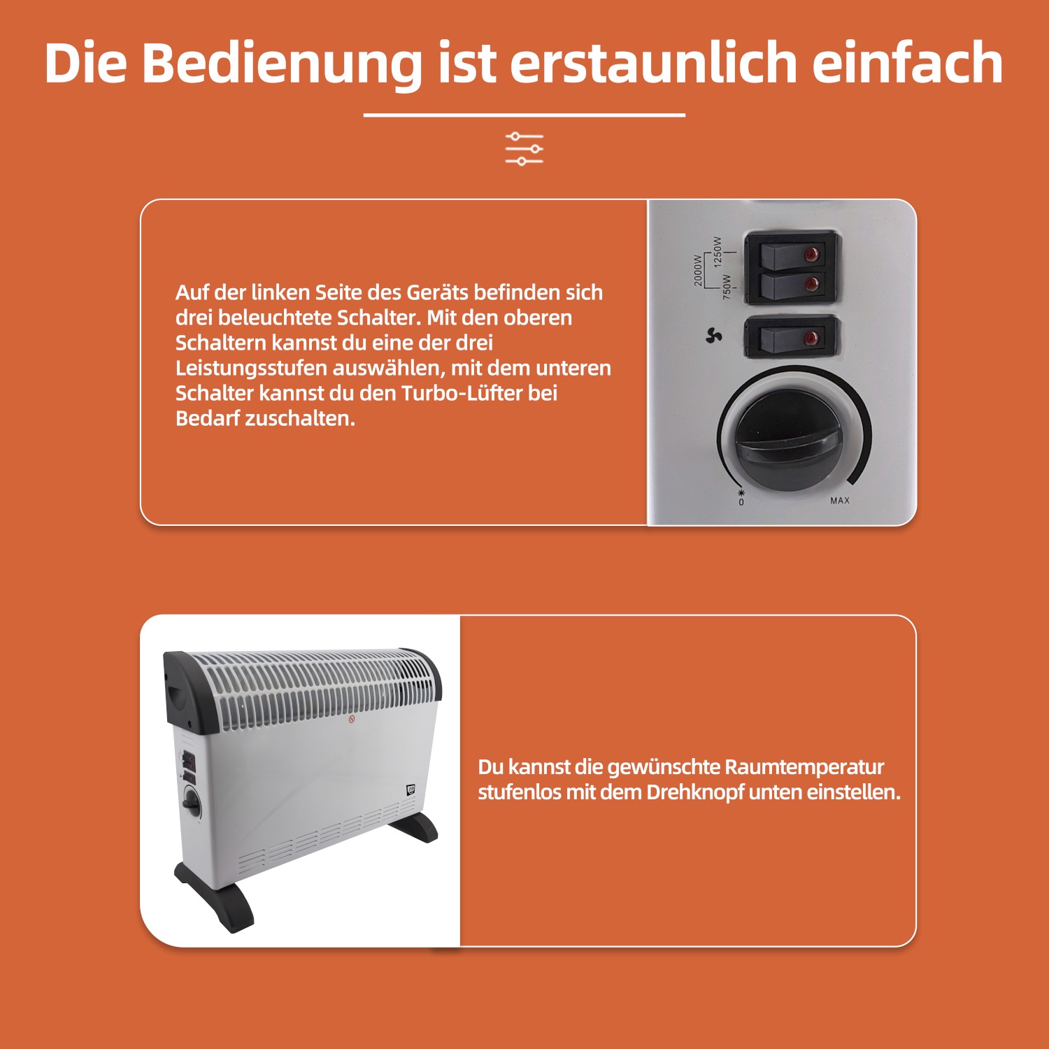 SHX Konvektor »SHX08TKV2000«, 2000 W, Turbo-Heizlüfter, 2000W