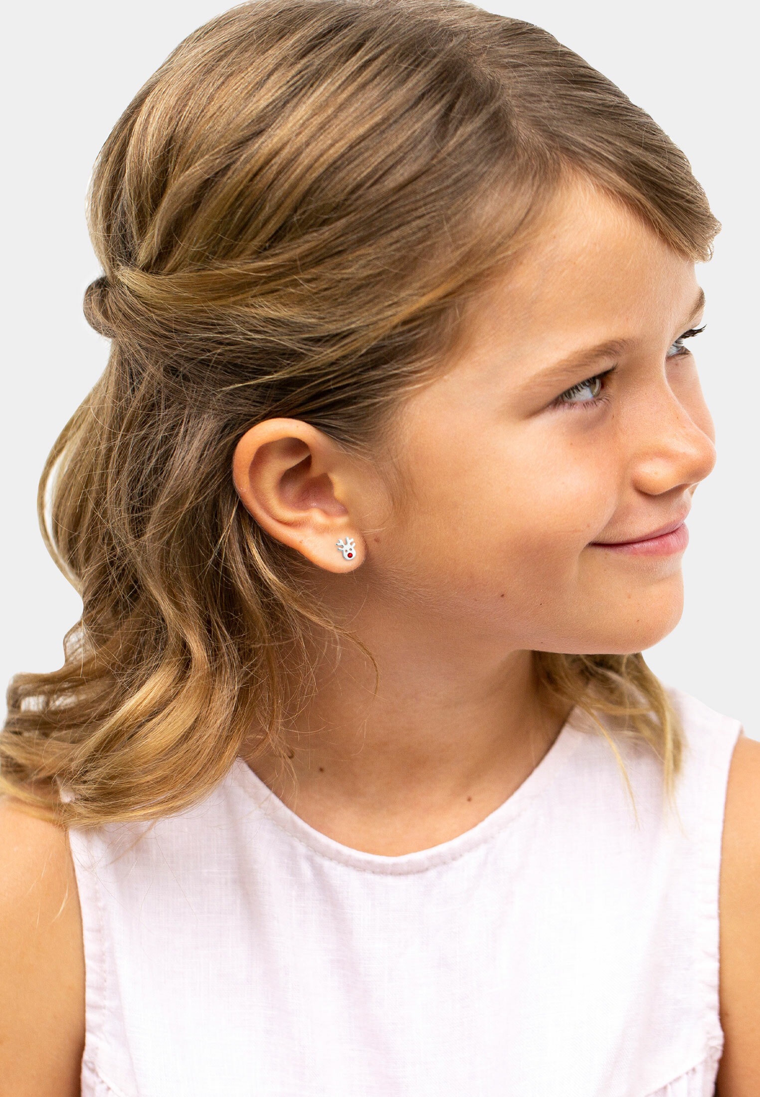Elli Paar Ohrstecker »Ohrringe Kinder Rentier Kristalle 925 Silber«