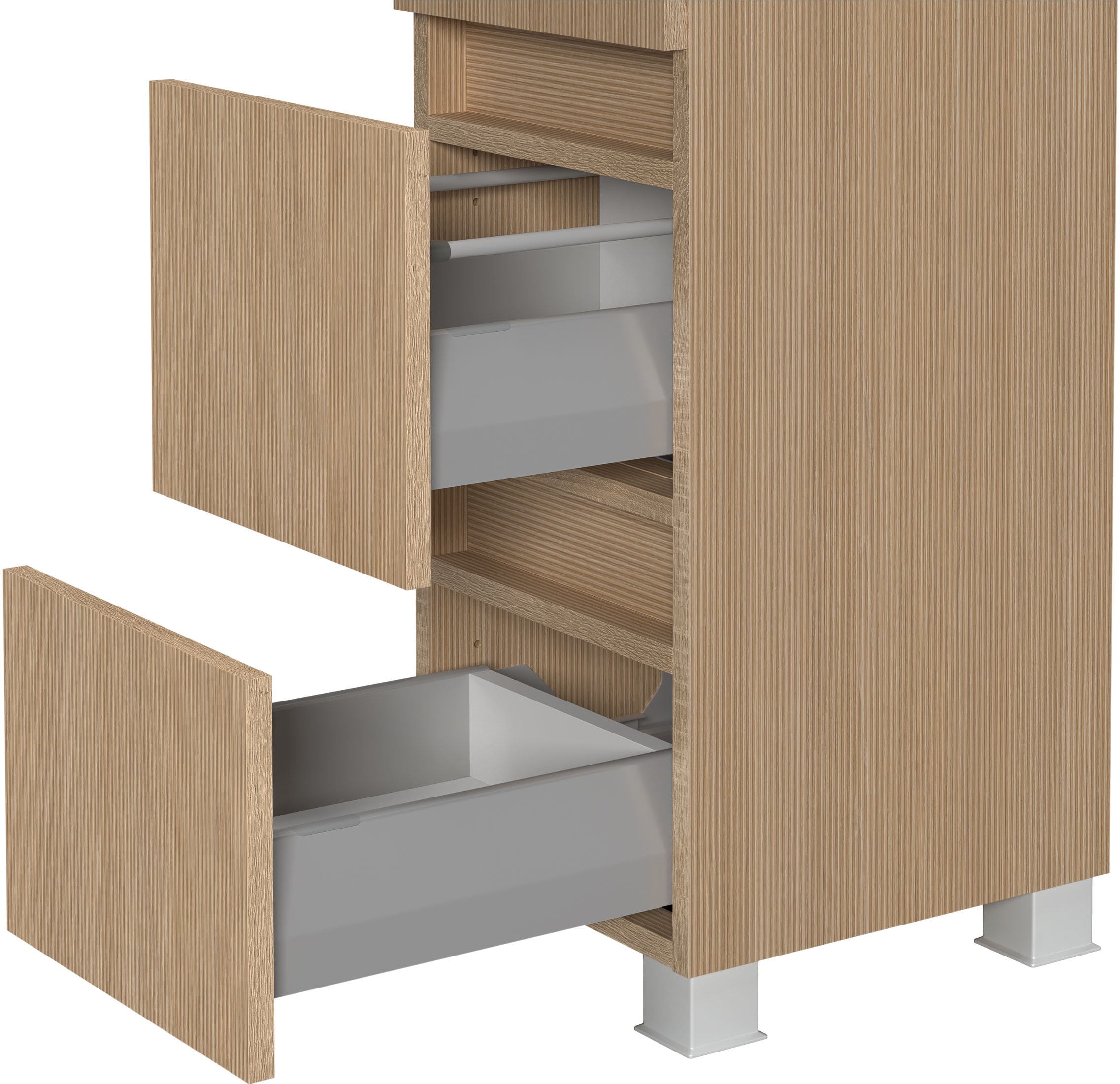 welltime Badmöbel-Set »EIXO, Set aus Spiegelschrank, Waschtisch und Midischrank«, Set 110 cm breit, Badmöbel mit LED-Beleuchtung