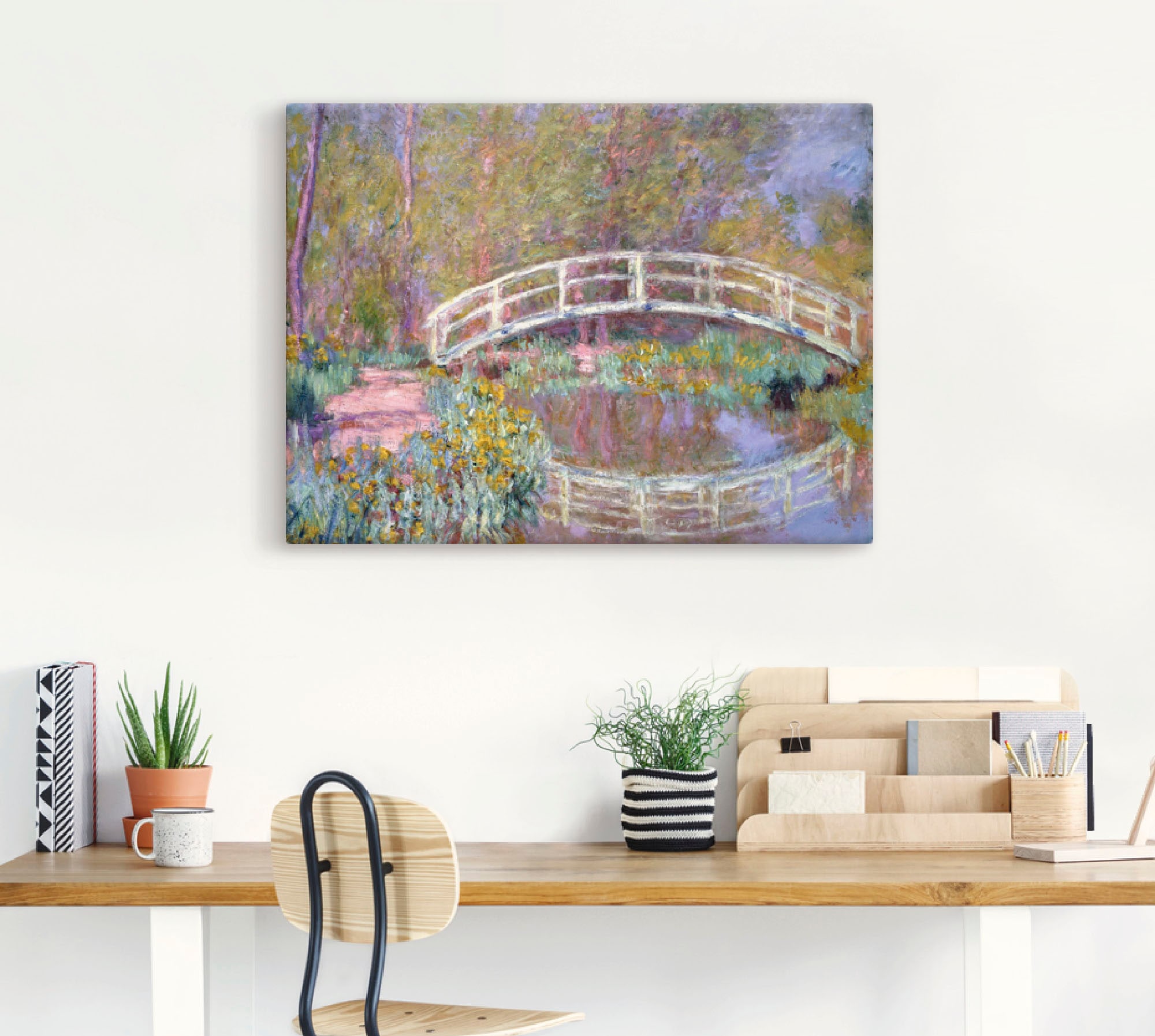 Artland Leinwandbild »Brücke in Monets Garten«, Gewässer, (1 St.), auf Keilrahmen gespannt