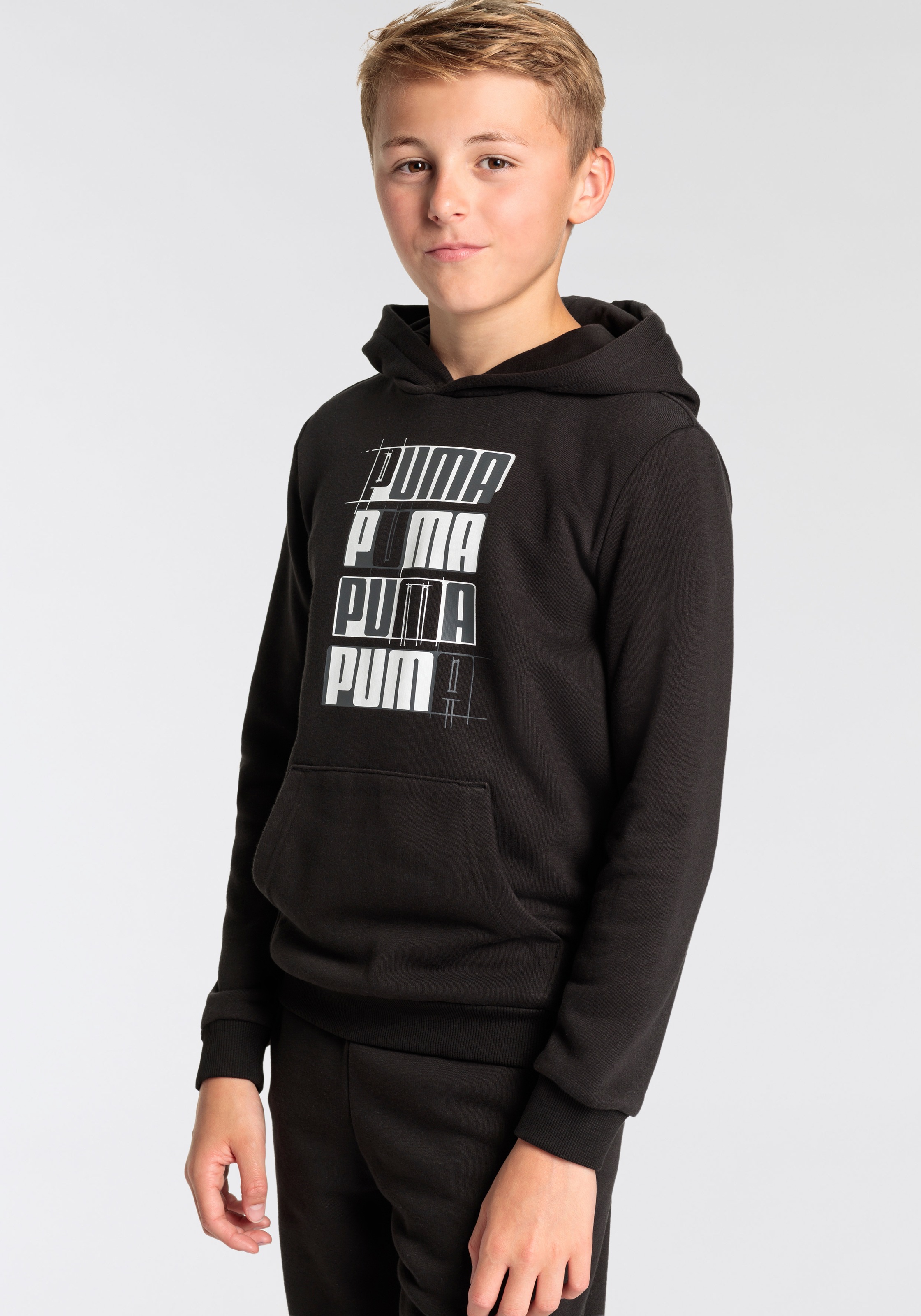 PUMA Kapuzensweatshirt »ESS+ LOGO LAB HOODIE TR B«, mit Kängurutasche, aus Baumwollmischung, Regular Fit
