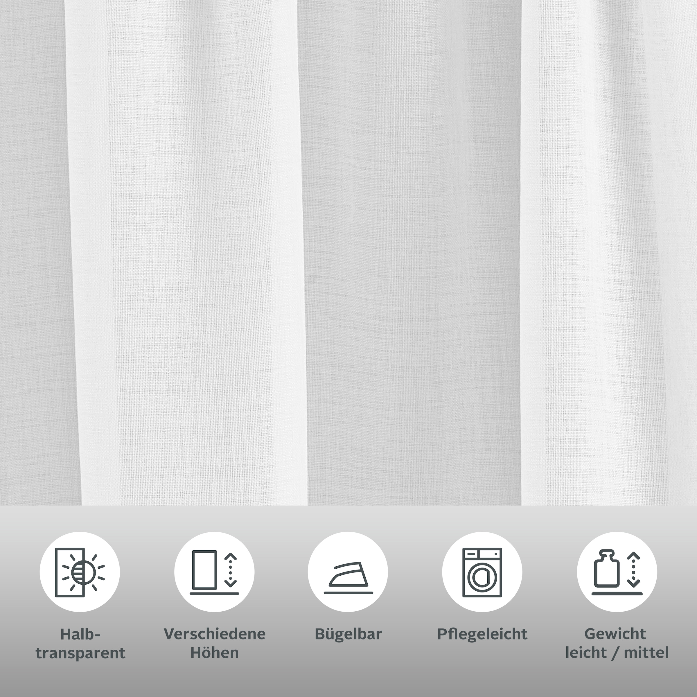 my home Gardine »TENDER« Kräuselband 1 Stk. tlg. Leinen Optik mit Struktur, monochrom, Bestseller