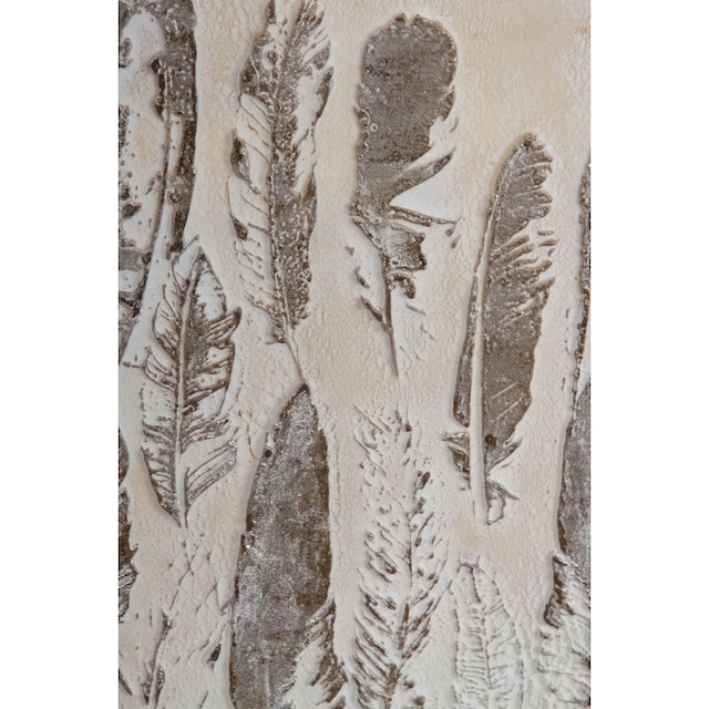 Myflair Möbel & Accessoires Ölbild »Gemälde Madie, silberfarben«, Bild auf  Leinwand, Motiv Federn, 100x50 cm, Wohnzimmer auf Rechnung kaufen