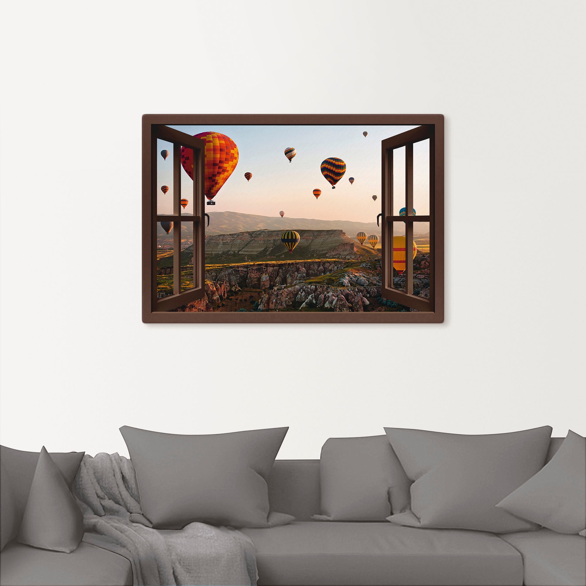 Artland Leinwandbild »Fensterblick Kappadokien Ballonfahrt« Ballonfahren 1 Stk. tlg. auf Holzrahmen gespannt