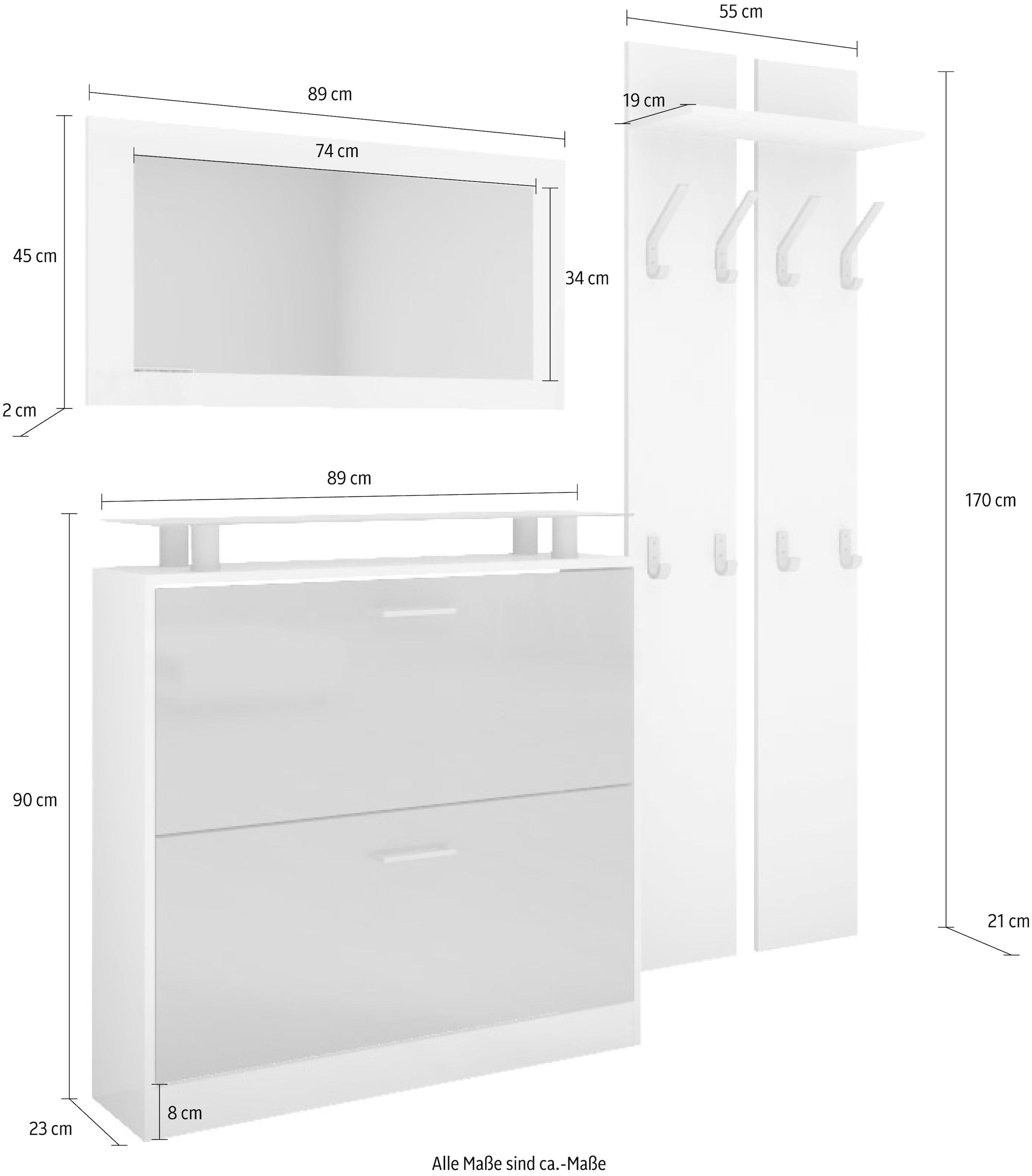 Garderoben-Set 3 bestellen borchardt Möbel St.), »Finn«, (Set, mit bequem Glasablage