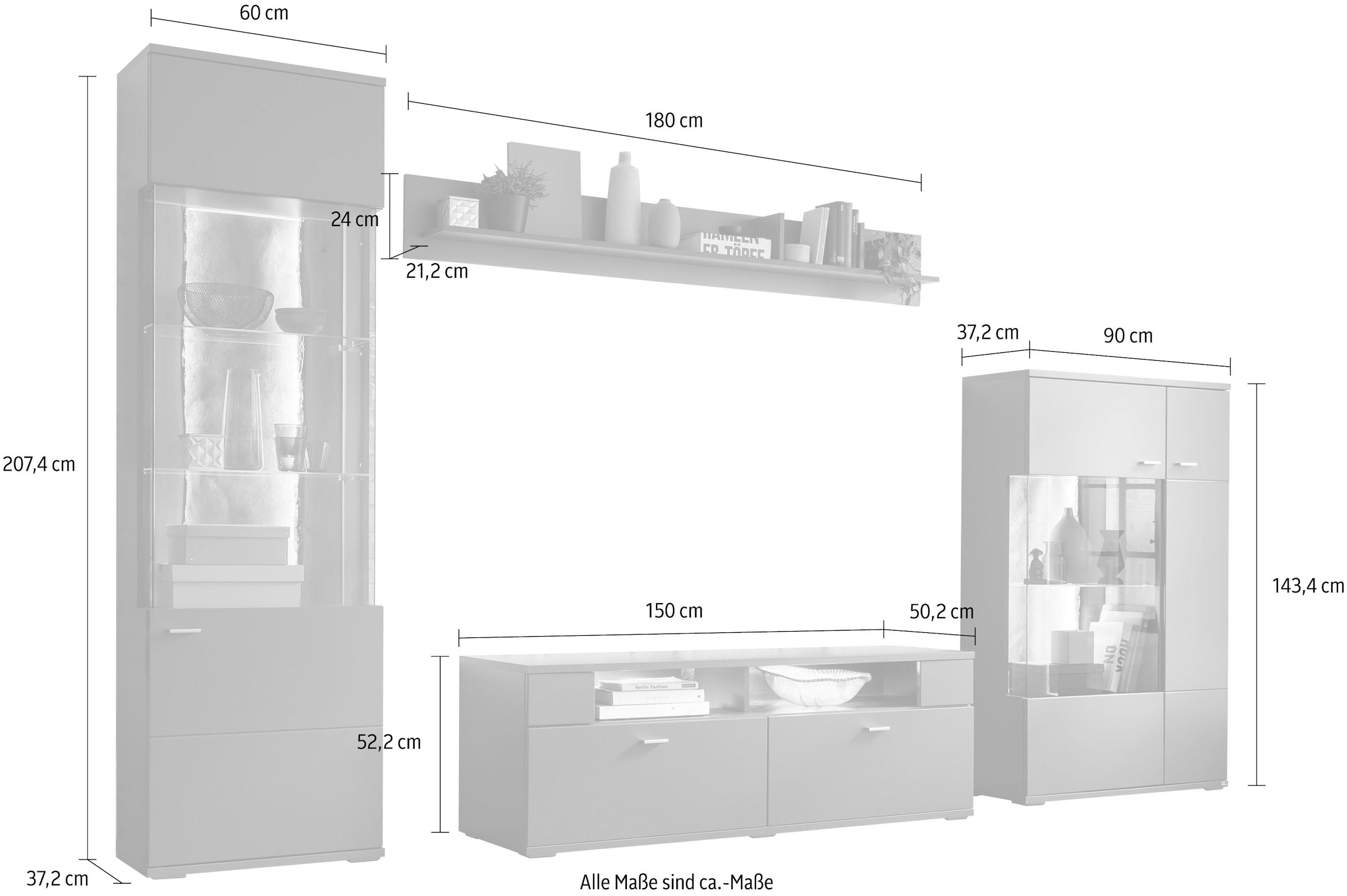 set one by Musterring Wohnwand Rechnung Typ auf »TACOMA«, (Set, St.), 02, Wandboard mit 4 kaufen