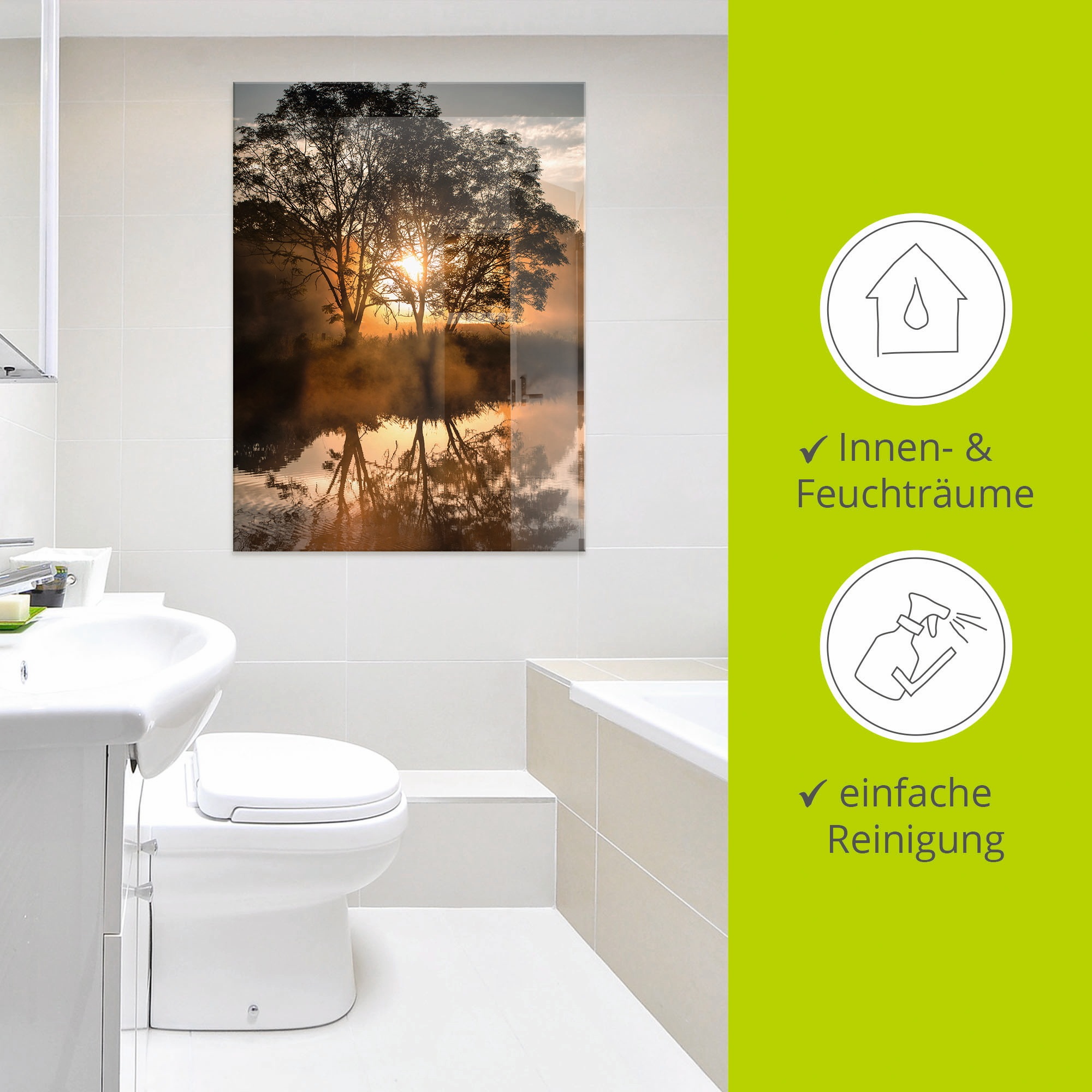 Artland Glasbild »Früh morgens, wenn der Tag erwacht« Gewässer 1 Stk. tlg. in verschiedenen Größen