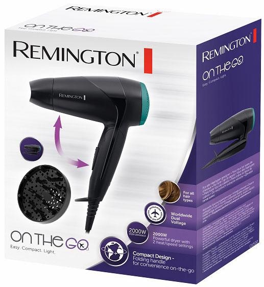 Remington Haartrockner »D1500«, 2000 W, 2 Aufsätze, Kompakter reisehaartrockner klein & stark & für Reisen + Diffusor