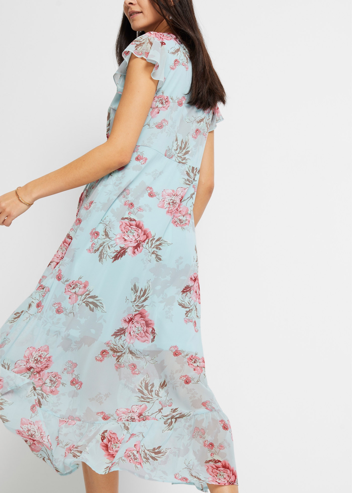 bonprix Chiffonkleid für eleganten Anlass, aus Polyester, ausgestellte Passform