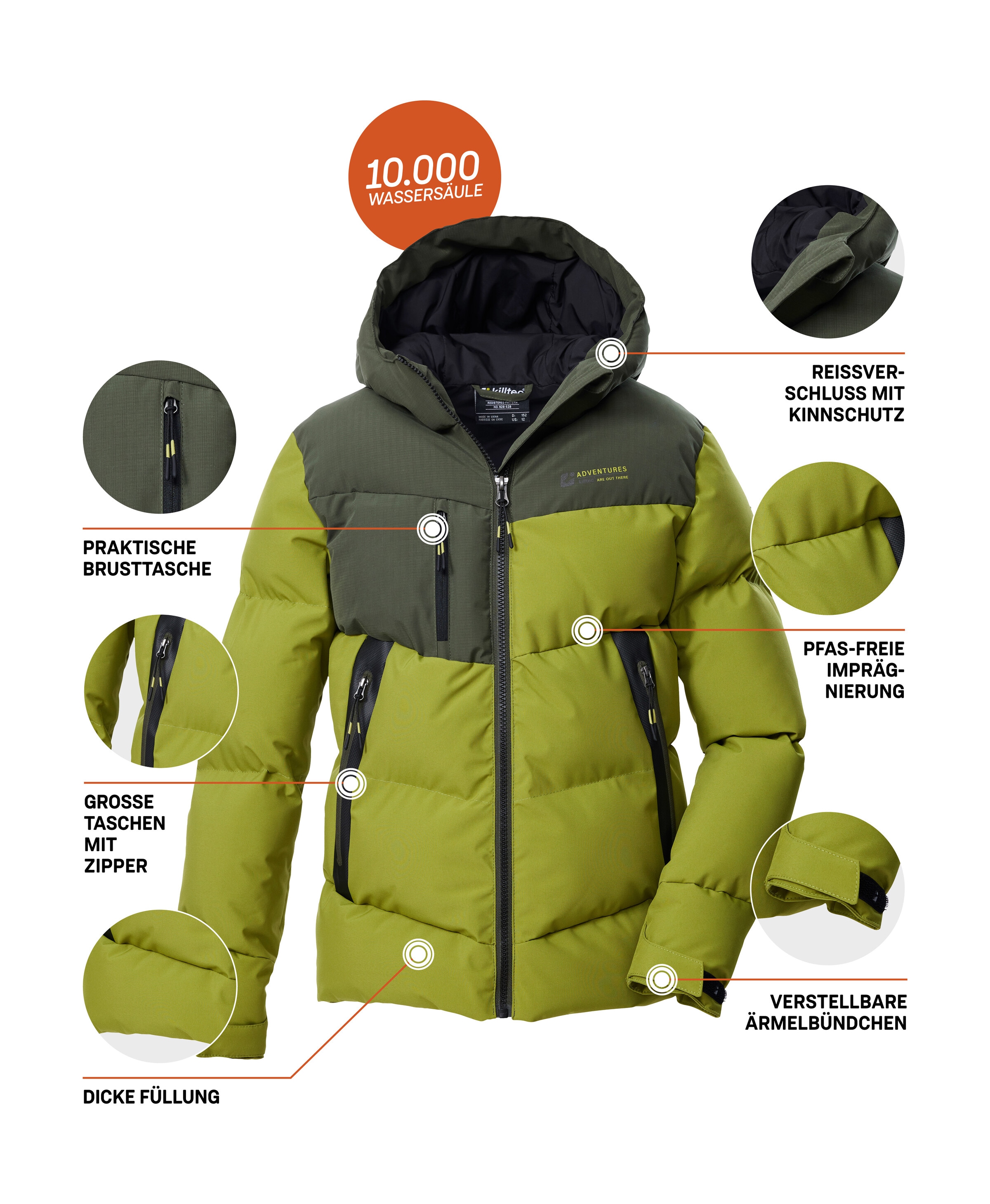 Killtec Steppjacke »KOW 230 BYS QLTD JCKT« Winddichte, wasserabweisende Kinderjacke mit verstellbaren Bündchen