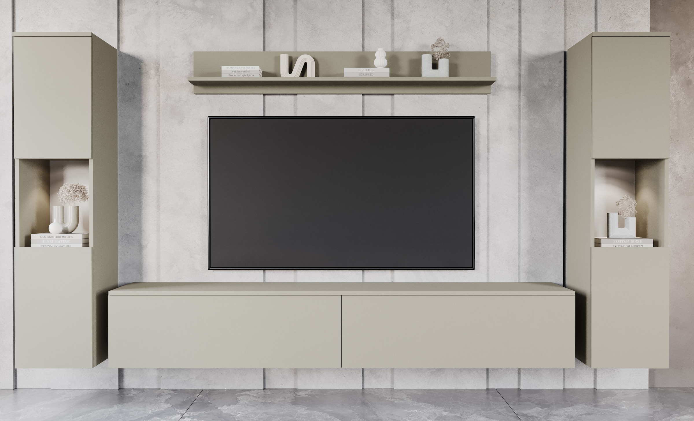 INOSIGN Wohnwand »PARIS, Vitrine Türanschlag links/rechts wechselbar« Komplett-Set, 4 Stk. tlg.