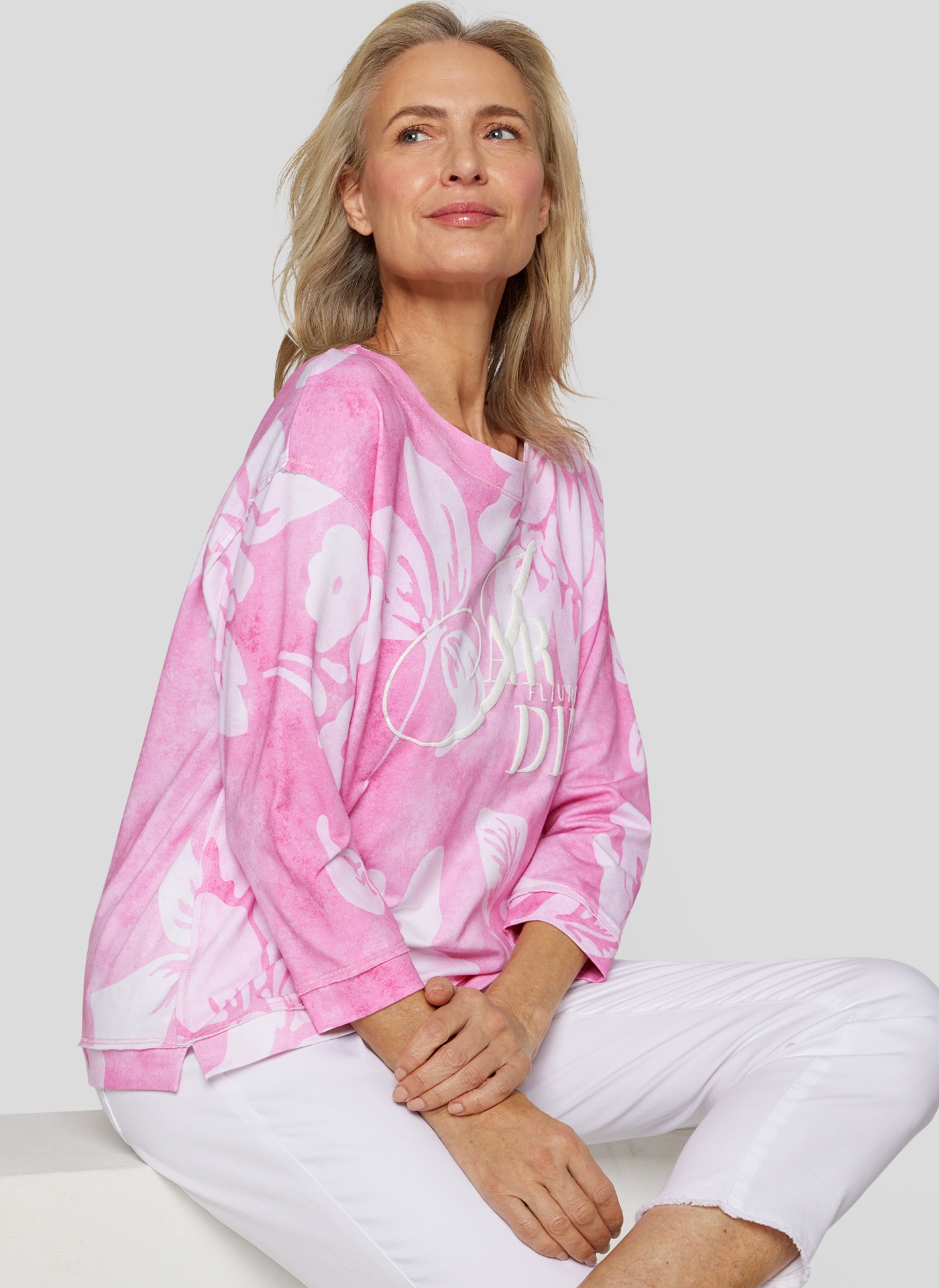 Rabe 3/4-Arm-Shirt, mit floralen Muster und Letter-Print
