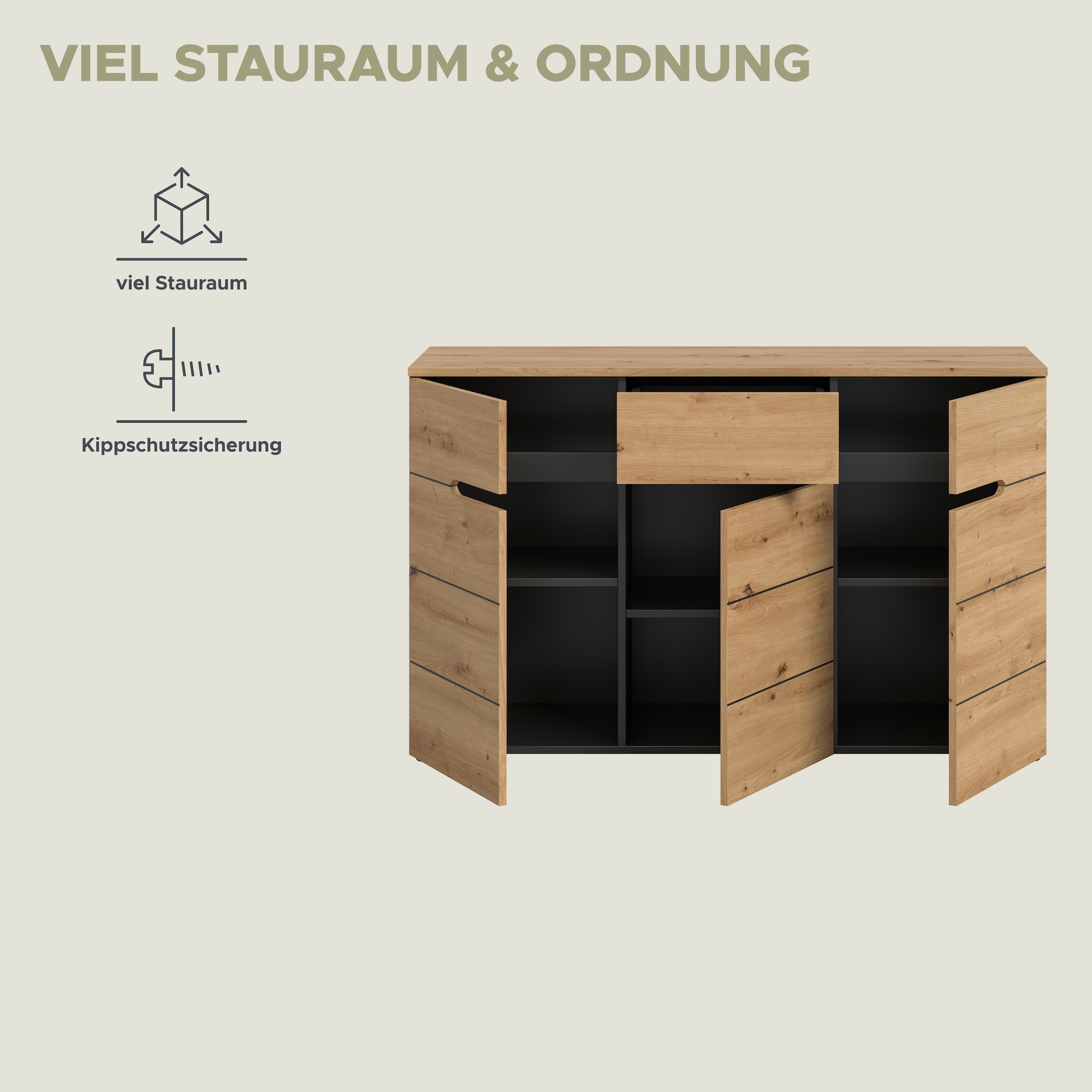 Home affaire Kommode »REHAT, TOPSELLER!« in verschiedenen Ausführungen erhältlich,  Sideboard, Anrichte, Schrank, Board, Highboard