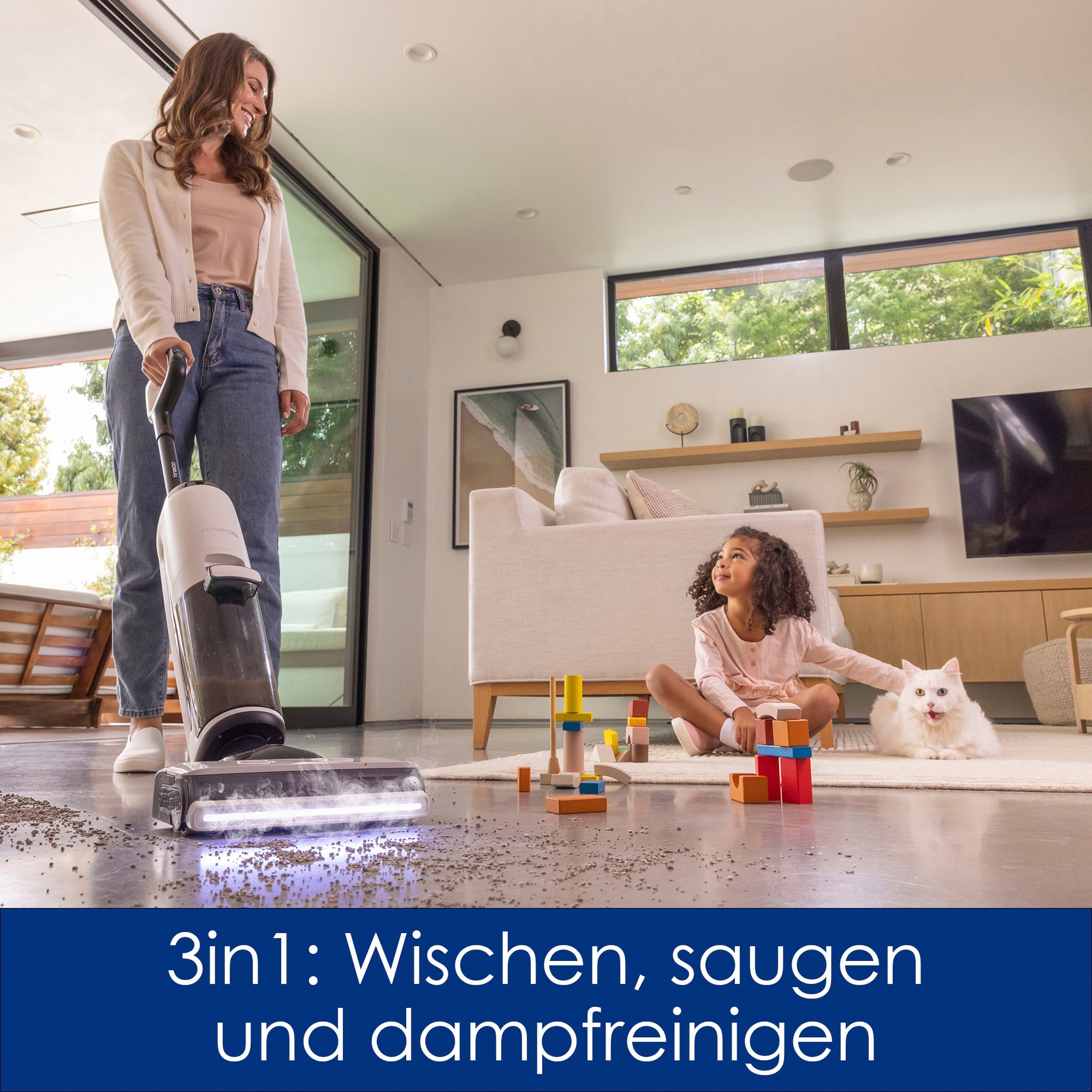 Tineco Nass-Trocken-Akkusauger »Floor One S7 Steam Plus Nass-Trockensauger mit Dampfreinigung,kabellos«, beidseitige Kantenreinigung, 99°Grad heißer Dampf, Selbstreinigung