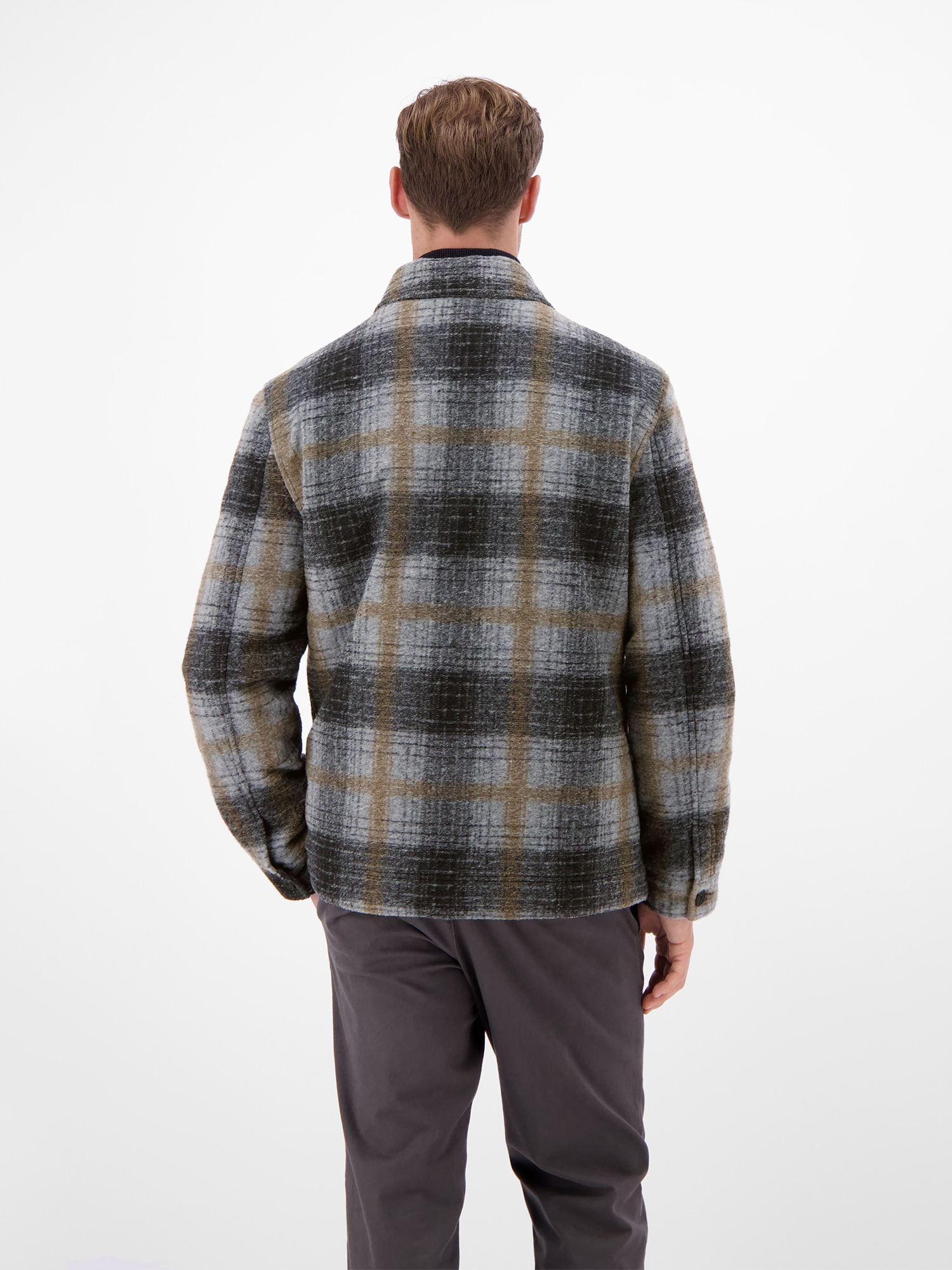 LERROS Outdoorjacke »LERROS Karierte Outdoor-Hemdjacke in Woll-Optik« ohne Kapuze Keine Angabe