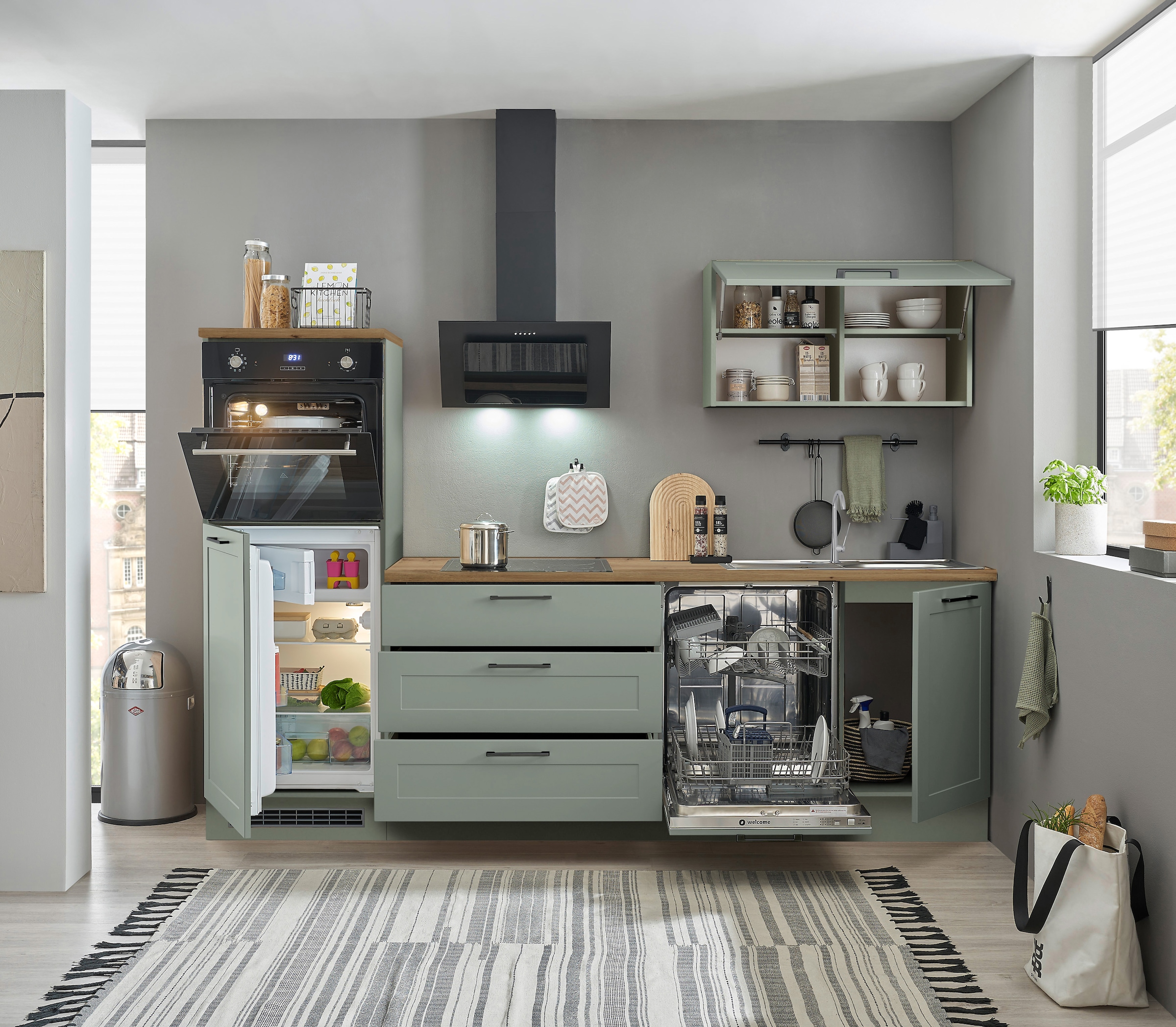 BASIC by Balculina Küchenzeile »Marsi« Breite 260 cm, wahlweise mit E-Geräten, mit Soft-Close-Funktion