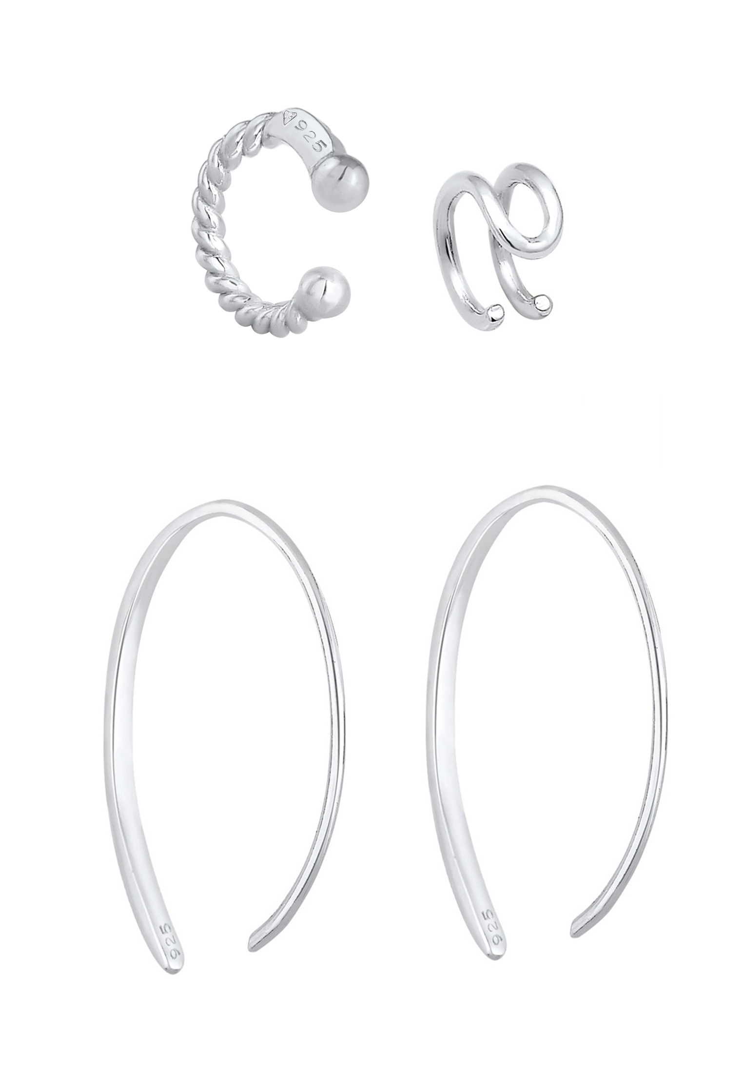 Elli Ohrstecker-Set »Ohrringe Basic Set Creolen Earcuff Blogger Trend 925 Silber«