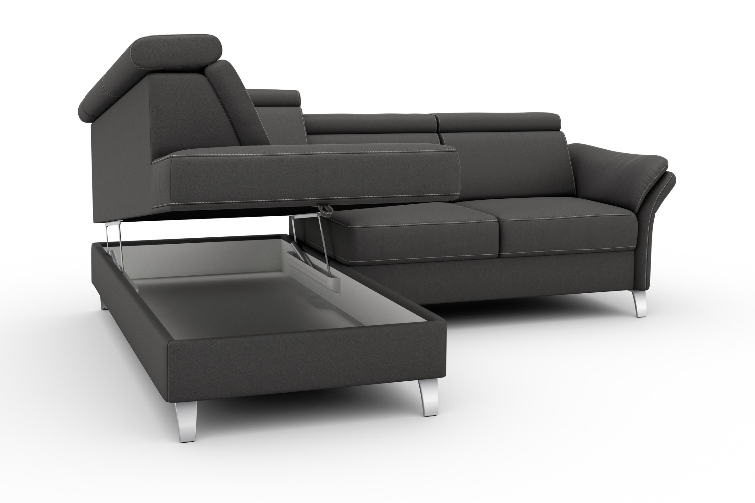 sit&more Ecksofa »Vincenzo L-Form«, inklusive Kopfteilverstellung, wahlweise mit Bettfunktion, Bettkasten