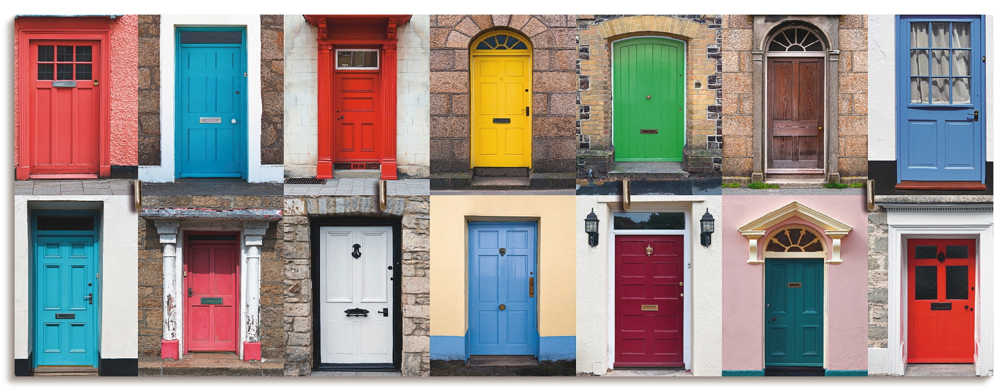 Artland Hakenleiste »Fotocollage von 32 bunten Haustüren«, MDF
