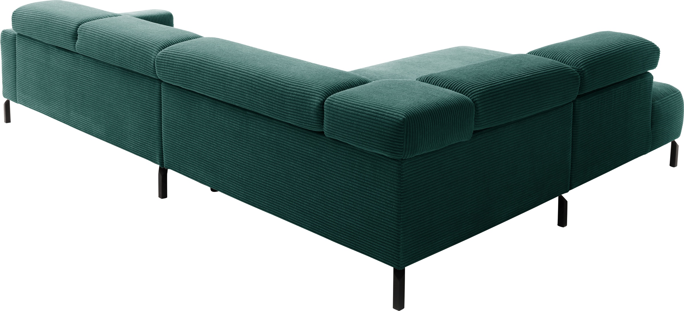 Places of Style Ecksofa »Antonelli, L-Form, inkl. Kopfteilverstellung, Breite 312 cm«, ohne Sitztiefenverstellung, in Cord, grün