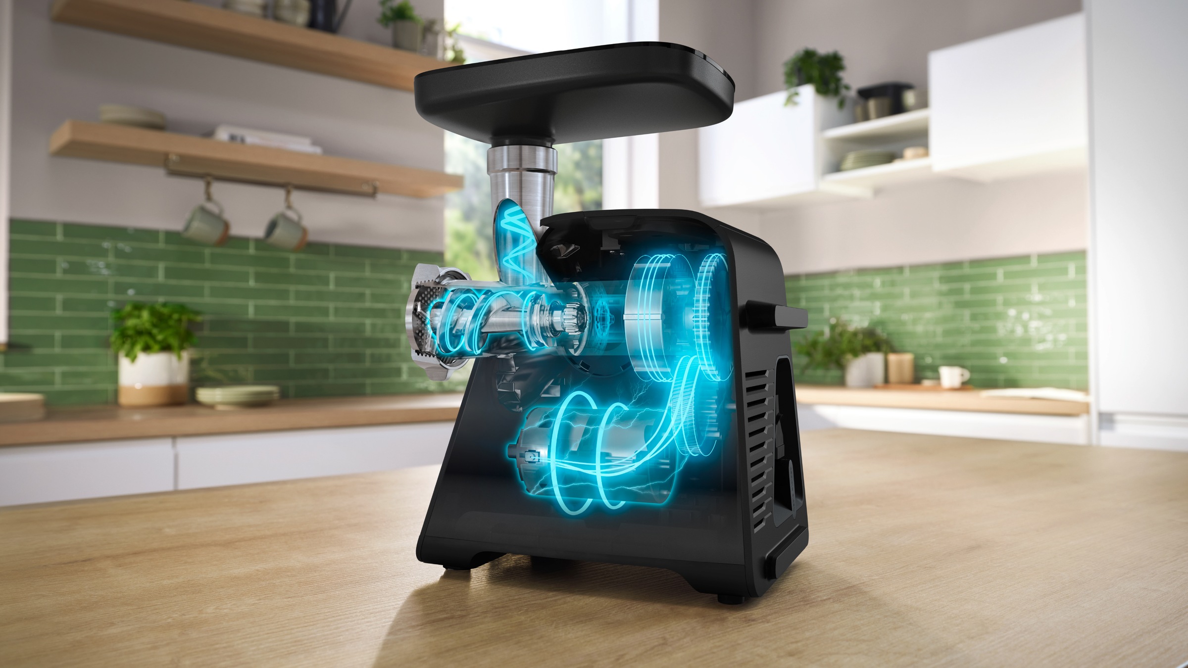 BOSCH Fleischwolf »Serie 6 MFWS650B, 3,5kg/Min., 2 Lochscheiben (3 & 8mm), schwarz«, 500 W, 2 Stufen, Rücklauf, Wurststopfer, 10 J Motorgarantie, Planetengetriebe