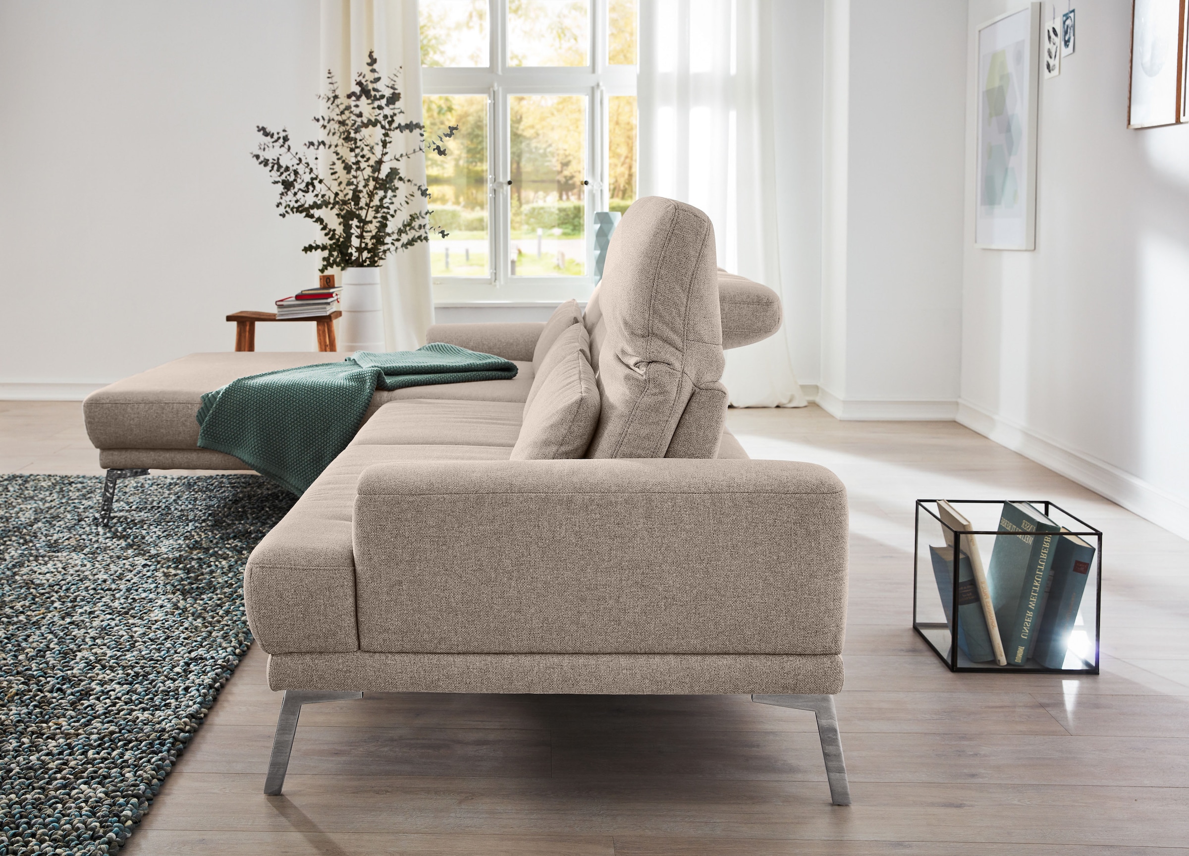 Musterring Ecksofa »MR 4580«, mit Kopf- und Sitztiefenverstellung, Metallfuß chrom, 288 x 193/220cm