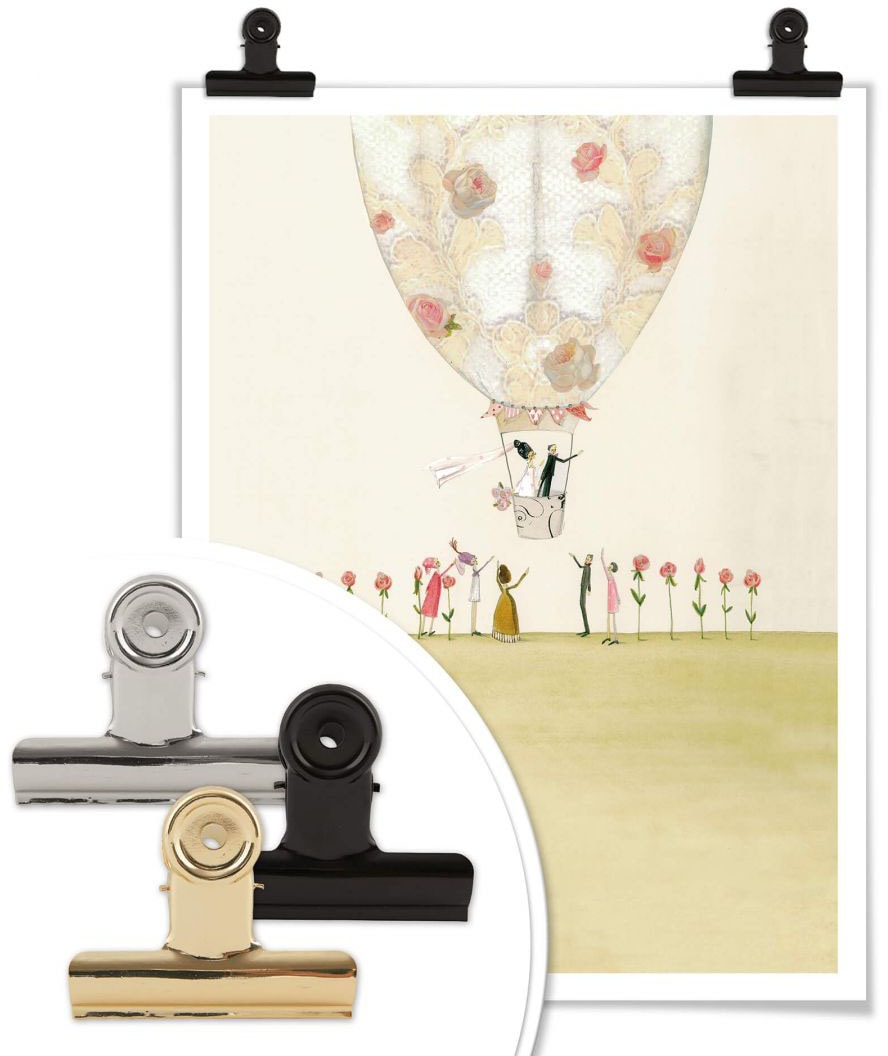 »Hochzeit Bild, Deko Poster Heißluftballon«, (1 St.), bestellen Wandposter Poster, Heißluftballon, Wall-Art Raten auf Wandbild,
