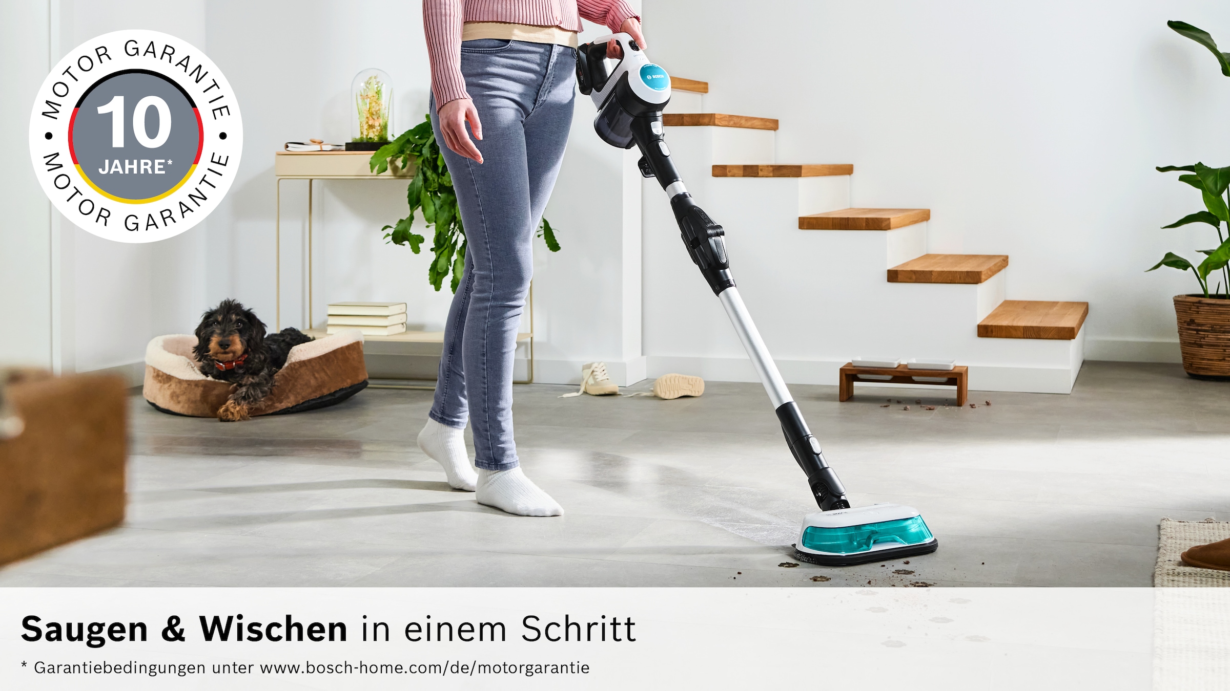 BOSCH Akku-Stielstaubsauger »Unlimited 7 ProHygienic Aqua BKS71HYG4, 2in1 Saugen & Wischen« Knickrohr, Hygiene-Filter, 10 J. Motorgarantie, Mini-Turbo-Düse, weiß