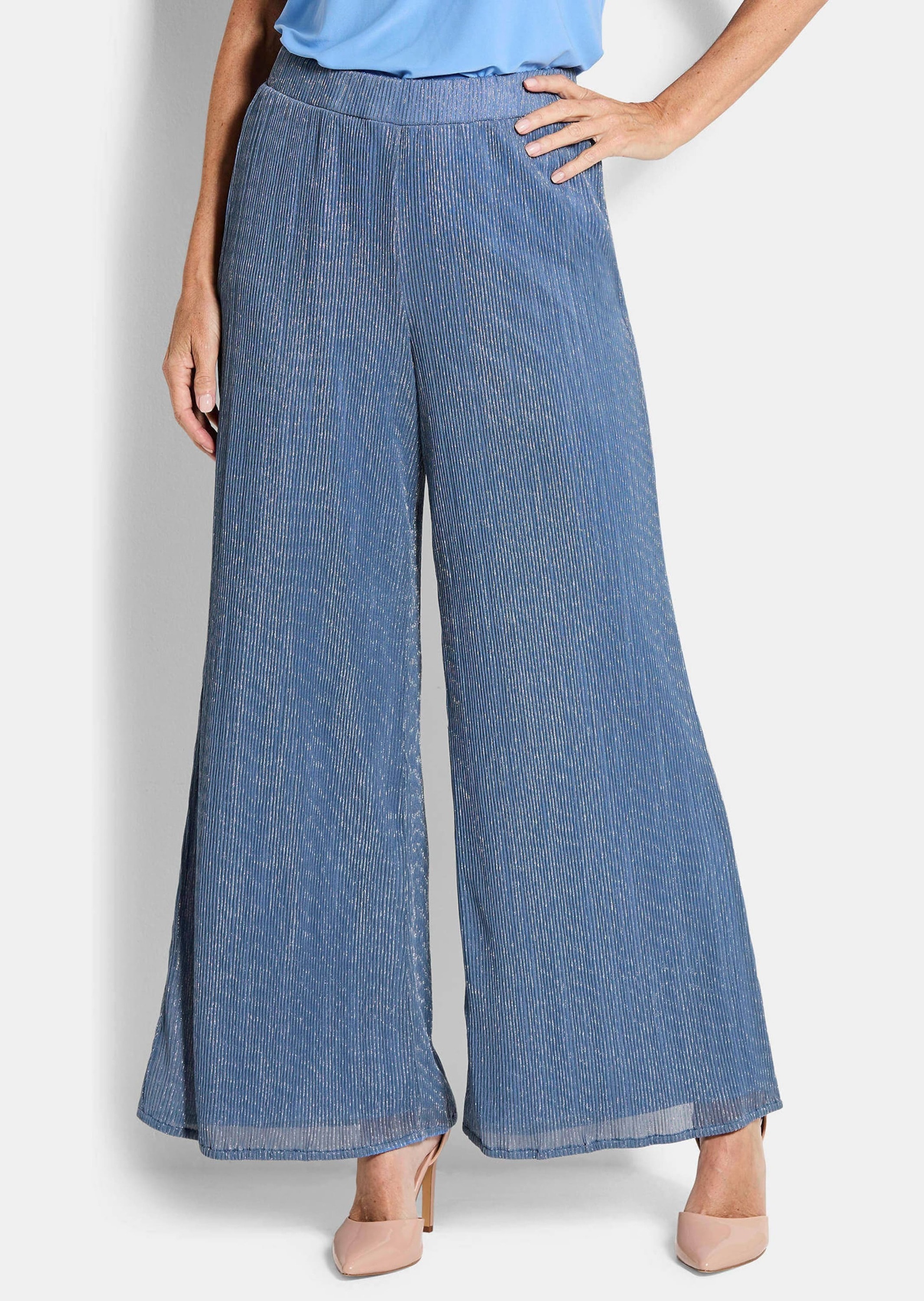 GOLDNER Schlupfhose »Kurzgröße Palazzo-Hose VERA aus Glanz-Plissee«