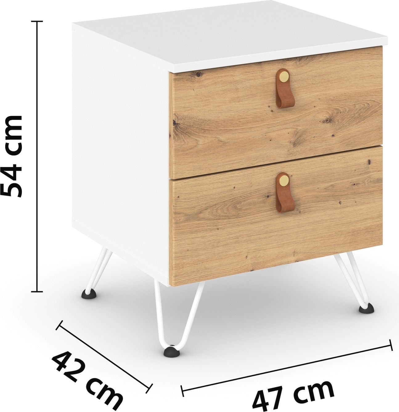 rauch Nachtkommode »Homey by Aditio«, mit Grifflaschen in Leder, 2 Schubladen mit Softclose-Funktion