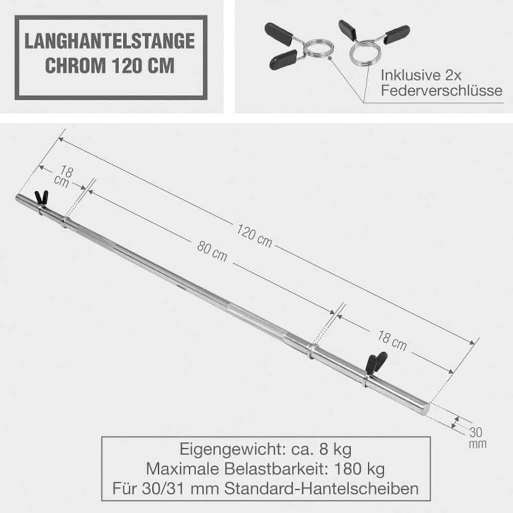 GORILLA SPORTS Langhantelstange »Hantelstange Chrom 120 cm«, 120 cm
