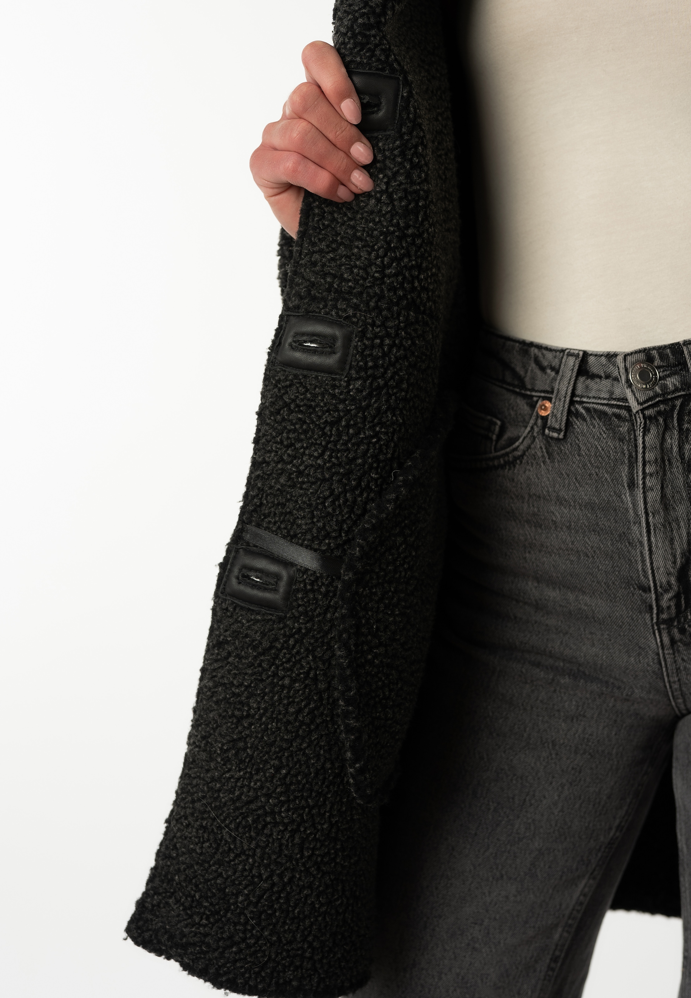 Mauritius Ledermantel »MWYuki OS« mit Teddyfellkragen, Oversize Fit