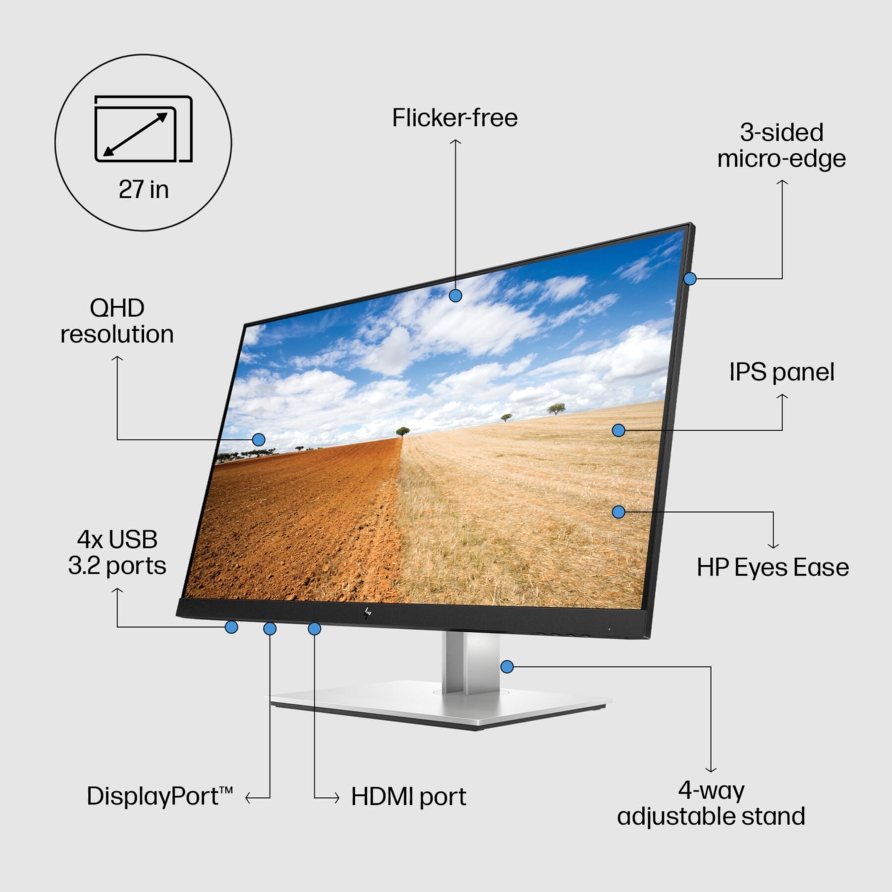 HP LED-Monitor »E27q G4 QHD-Monitor«, 69 cm/27 Zoll, 2560 x 1440 px, QHD, 5 ms Reaktionszeit, 60 Hz
