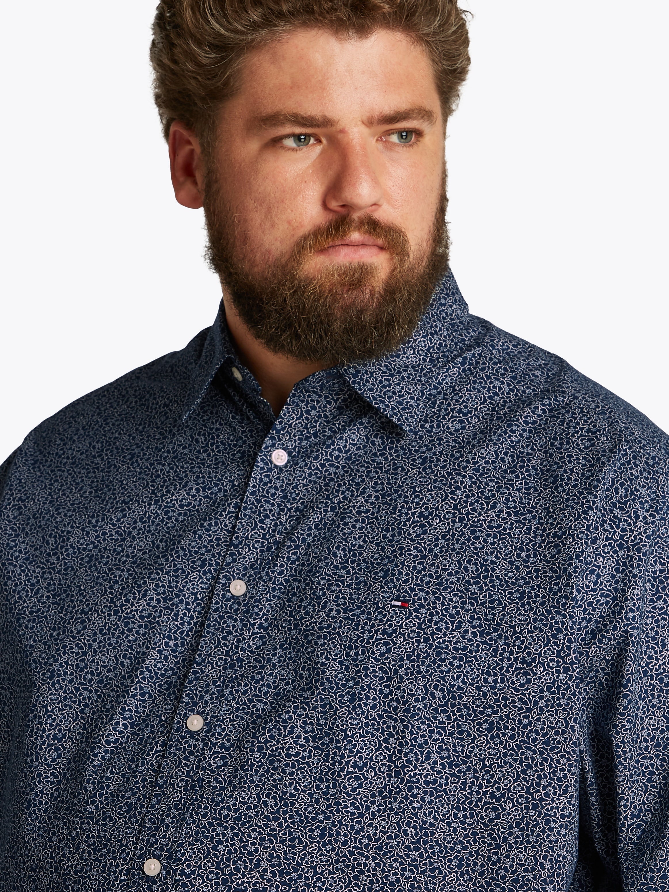 Tommy Hilfiger Big & Tall Langarmhemd »BT-FLX POPLIN LINR FLORAL S-B«, in Großen Größen, Logostickerei