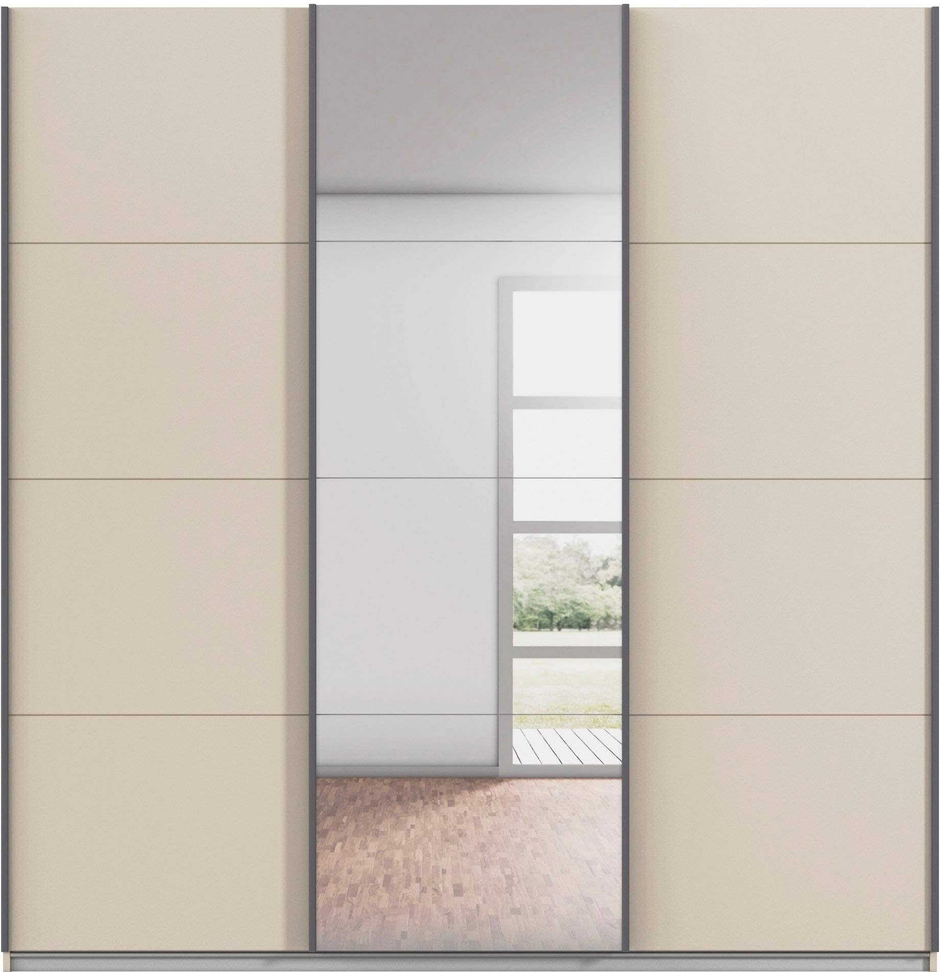 rauch Schwebetürenschrank »Kleiderschrank Schrank Garderobe AGORDO«, (in zwei Griff-Farben), Top Innenausstattung, in 4 Breiten und 2 Höhen MADE IN GERMANY