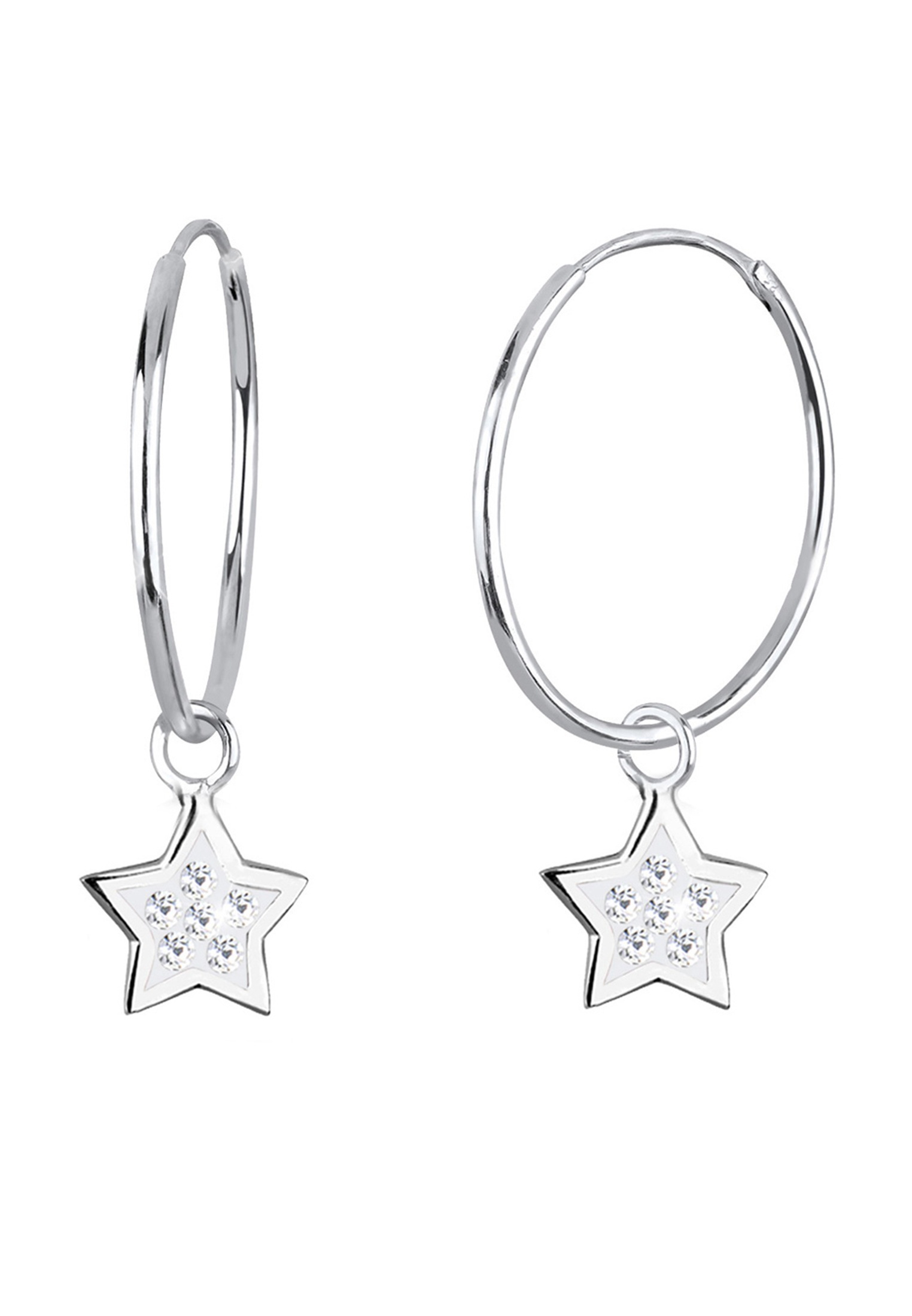 Elli Paar Creolen »Ohrringe Creolen Stern Kristalle 925 Silber«